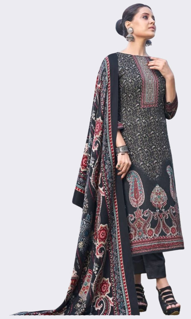     			Soul Essence Women Woollen Unstitched Dress Material ( Black )