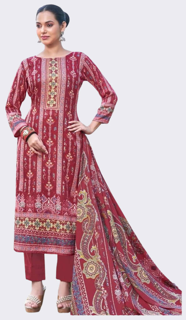     			Soul Essence Women Woollen Unstitched Dress Material ( Maroon )