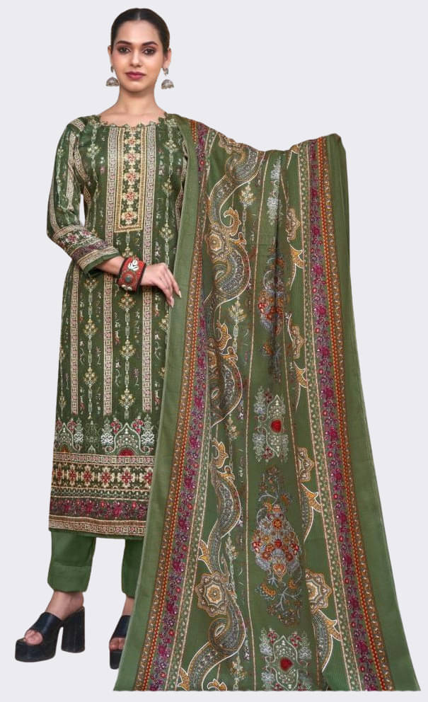 Soul Essence Women Woollen Unstitched Dress Material ( Green ) Soul Essence Women Woollen Unstitched Dress Material ( Green )