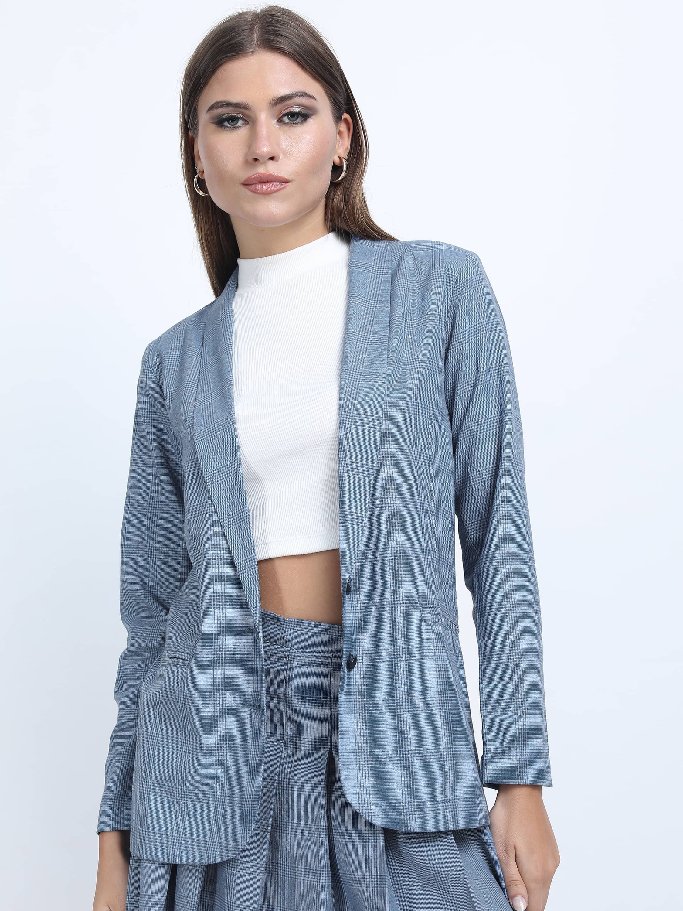 Tokyo Talkies - Polyester Blend Blue Blazers     			Tokyo Talkies - Polyester Blend Blue Blazers