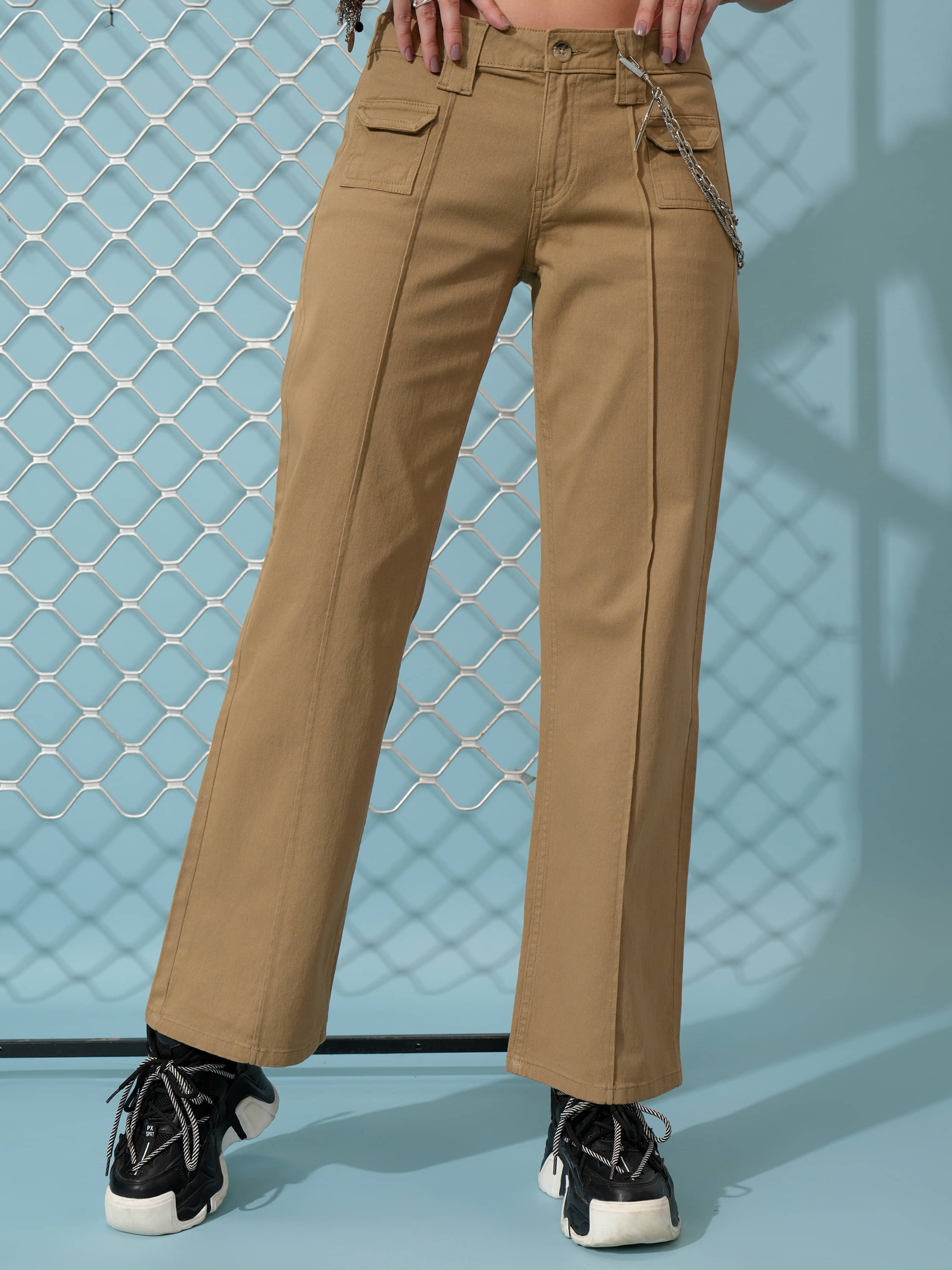     			Tokyo Talkies Women Cotton Blend Cargos Trousers ( Beige )