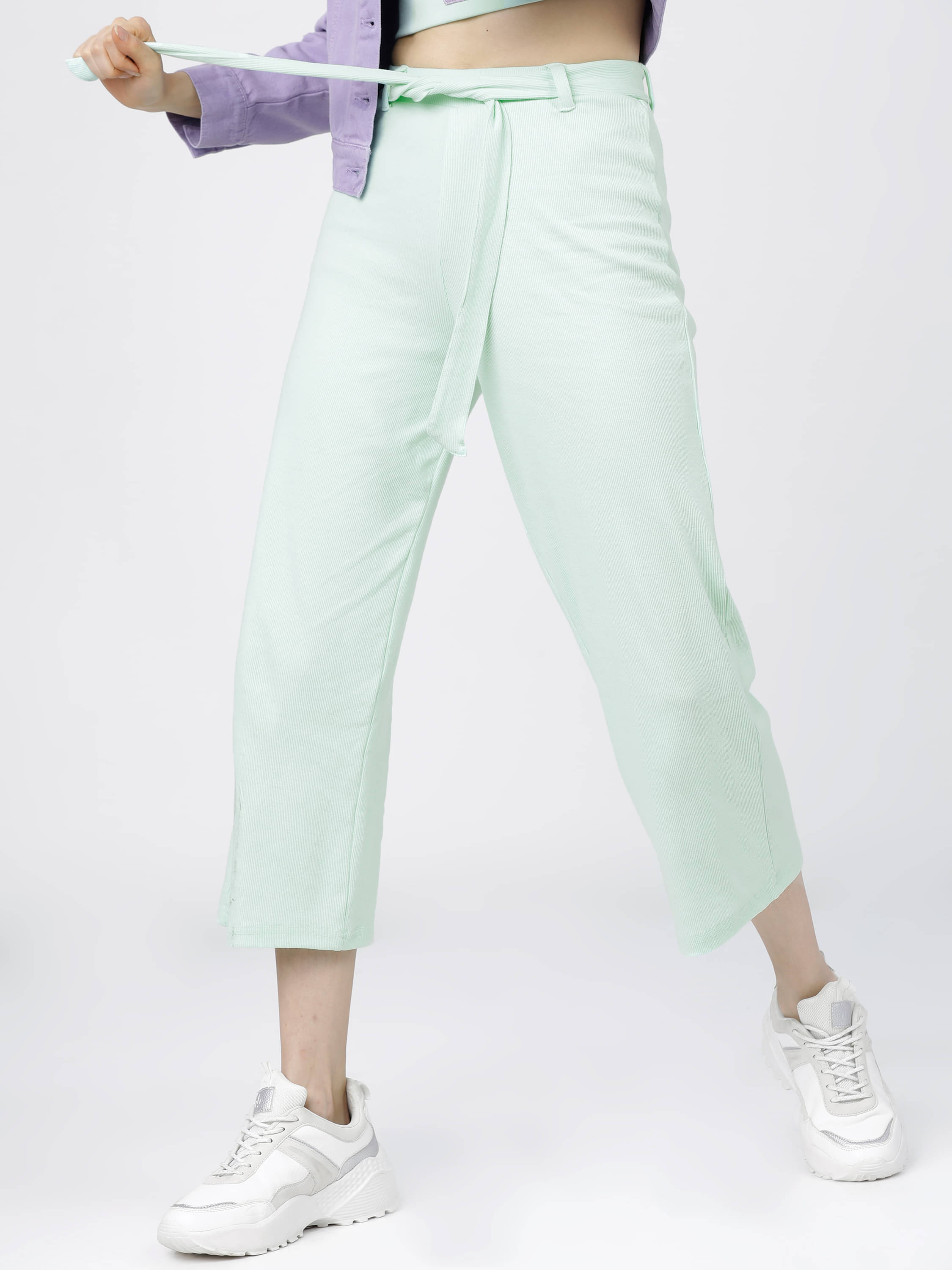    			Tokyo Talkies Women Cotton Blend Casual Trousers ( Green )