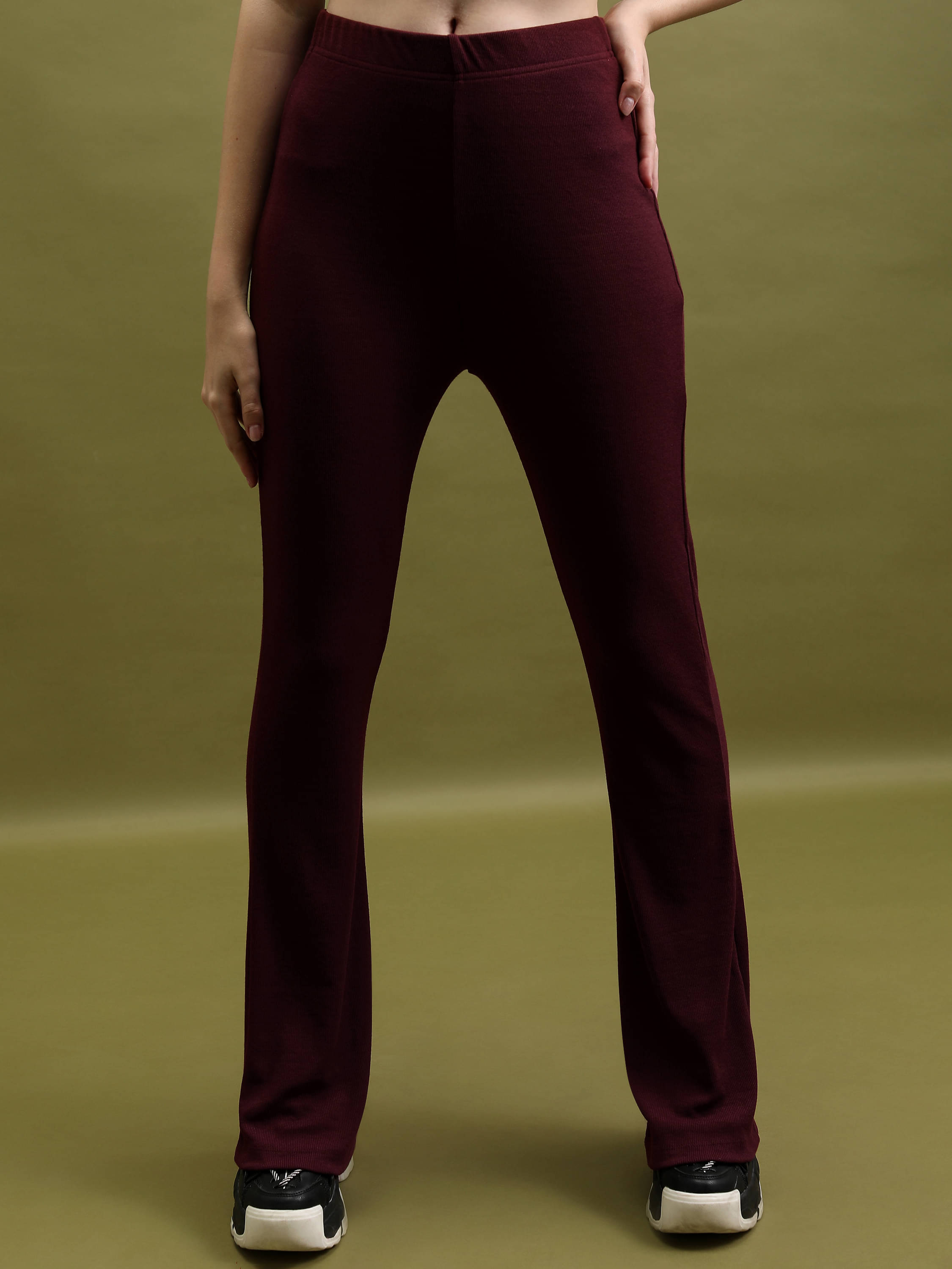     			Tokyo Talkies Women Polyester Casual Trousers ( Maroon )