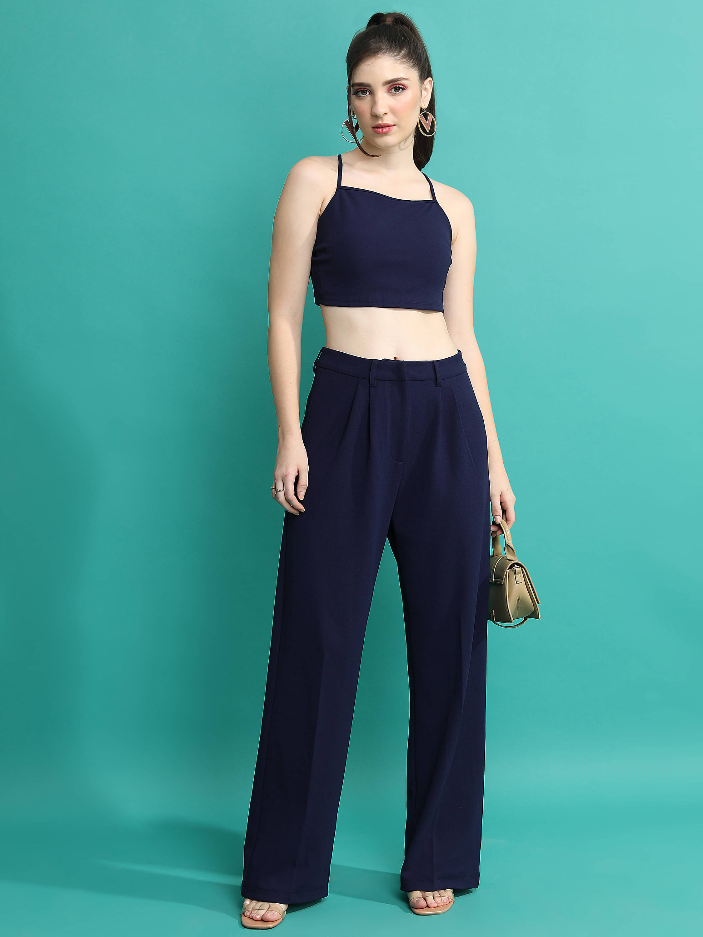     			Tokyo Talkies Women Top With Trousers Co-Ord Set ( Blue )
