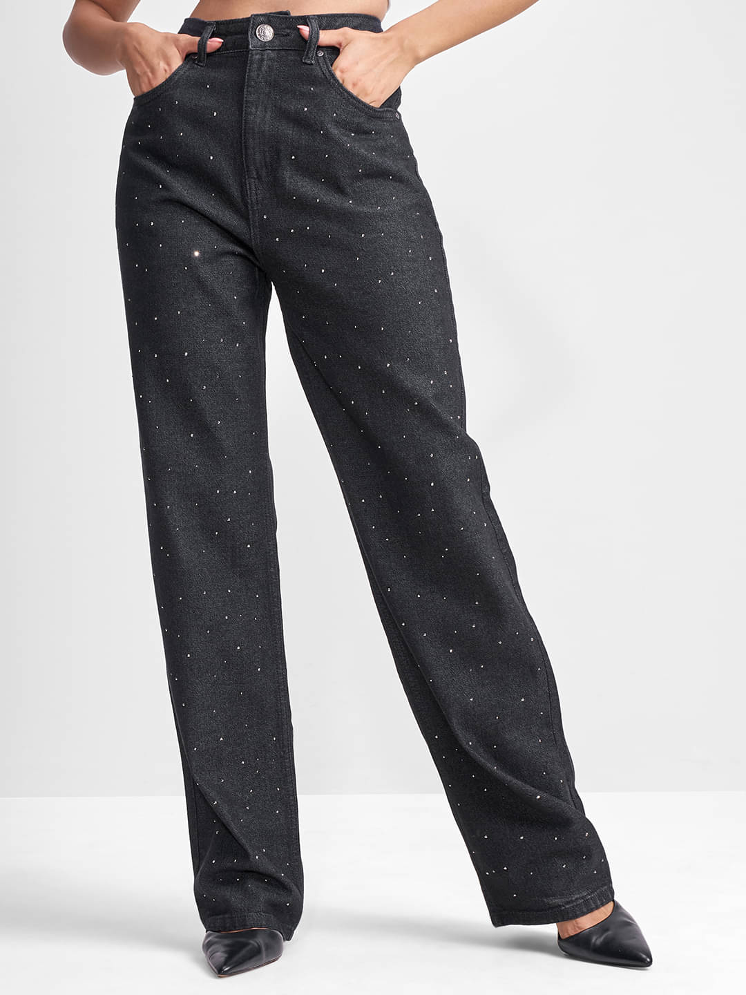     			Tokyo Talkies Women's Dad Fit Mid-Rise Jeans ( Black )