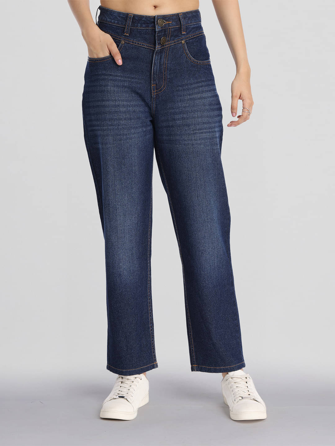     			Tokyo Talkies Women's Mom Fit Mid-Rise Jeans ( Blue )