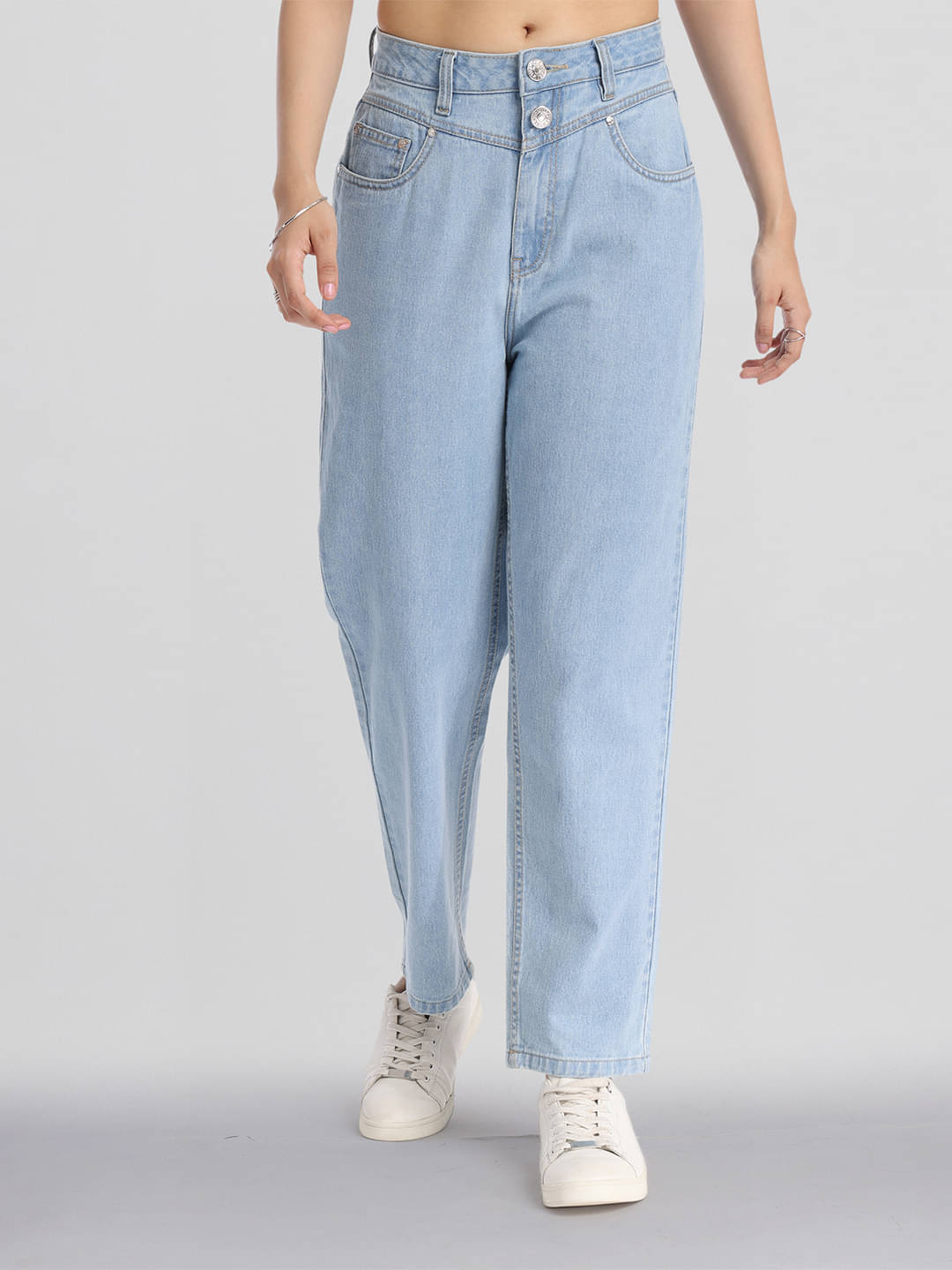     			Tokyo Talkies Women's Mom Fit Mid-Rise Jeans ( Light Blue )