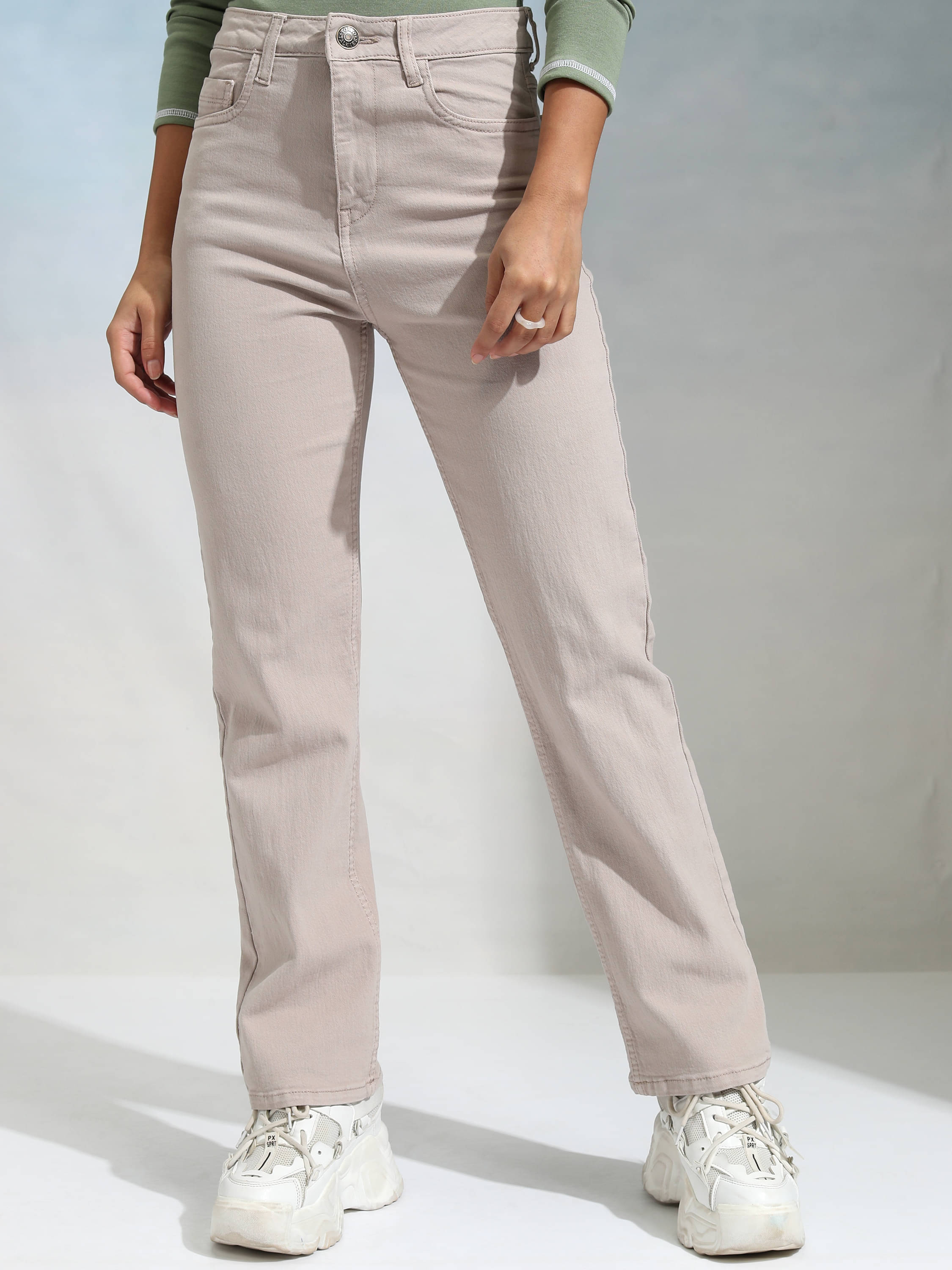     			Tokyo Talkies Women's Straight Fit Mid-Rise Jeans ( Beige )