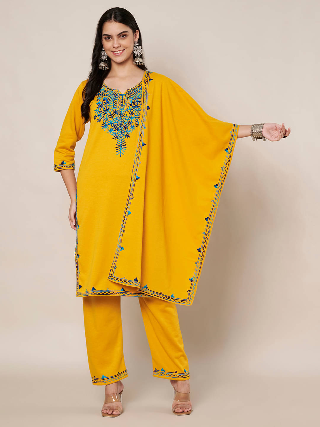 Trend Level Women Woollen Embroidered Straight Kurti with Dupatta ( Multicolor5 ) Trend Level Women Woollen Embroidered Straight Kurti with Dupatta ( Multicolor5 )