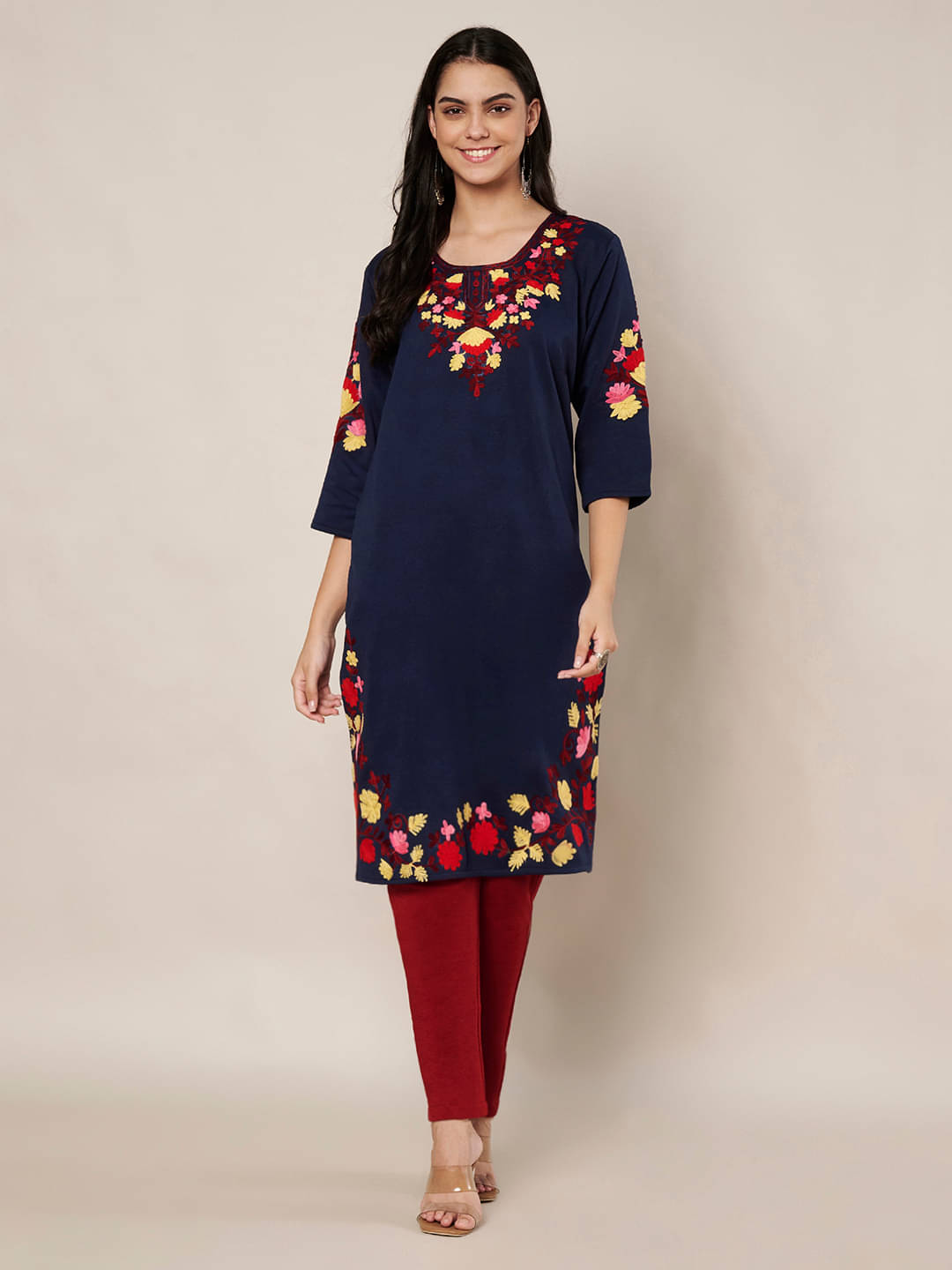     			Trend Level Women Woollen Embroidered Straight Kurti ( Multicolor3 )