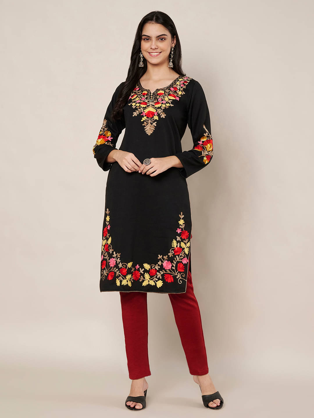 Trend Level Women Woollen Embroidered Straight Kurti ( Multicolor2 ) Trend Level Women Woollen Embroidered Straight Kurti ( Multicolor2 )