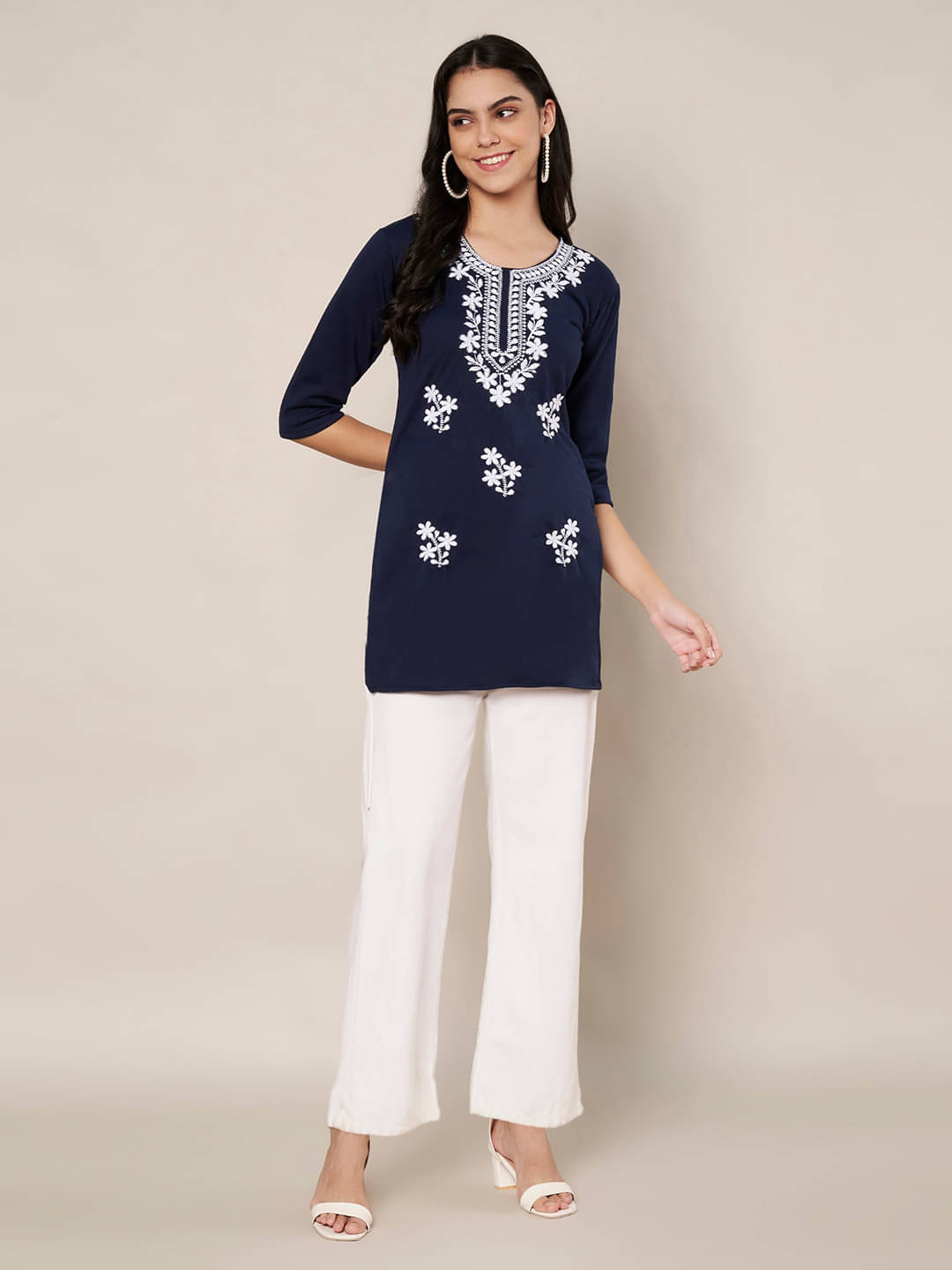     			Trend Level Women Woollen Embroidered A-line Kurti ( Navy )