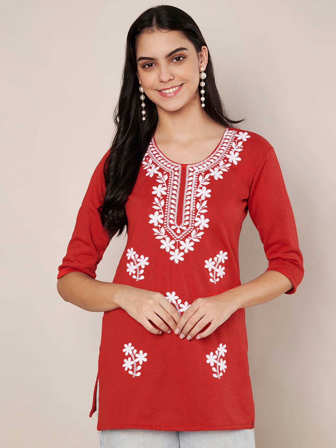     			Trend Level Women Woollen Embroidered A-line Kurti ( Red )