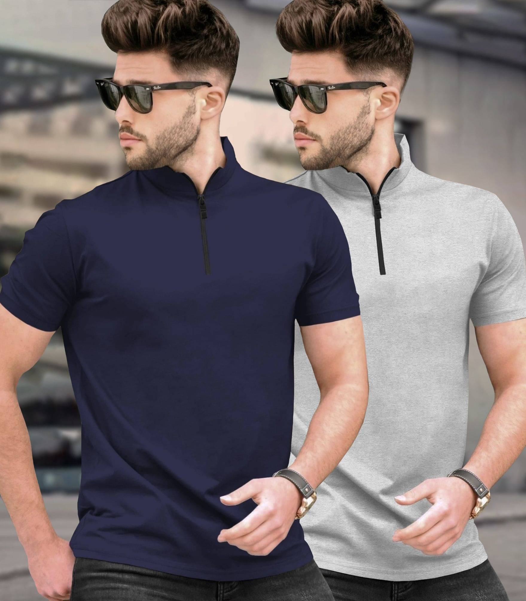 Tripr Men Cotton Blend Regular Fit Solid T-Shirt ( Multicolor8 )     			Tripr Men Cotton Blend Regular Fit Solid T-Shirt ( Multicolor8 )