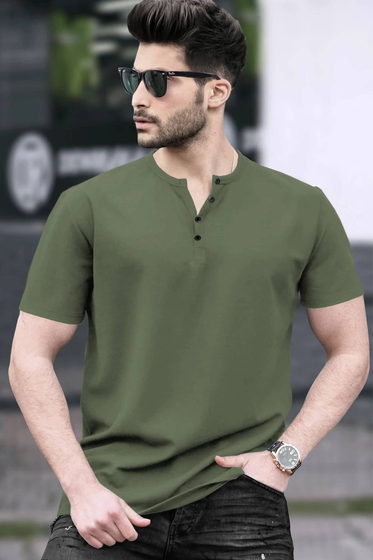 Tripr Men Cotton Blend Regular Fit Solid T-Shirt ( Dark Green ) Tripr Men Cotton Blend Regular Fit Solid T-Shirt ( Dark Green )