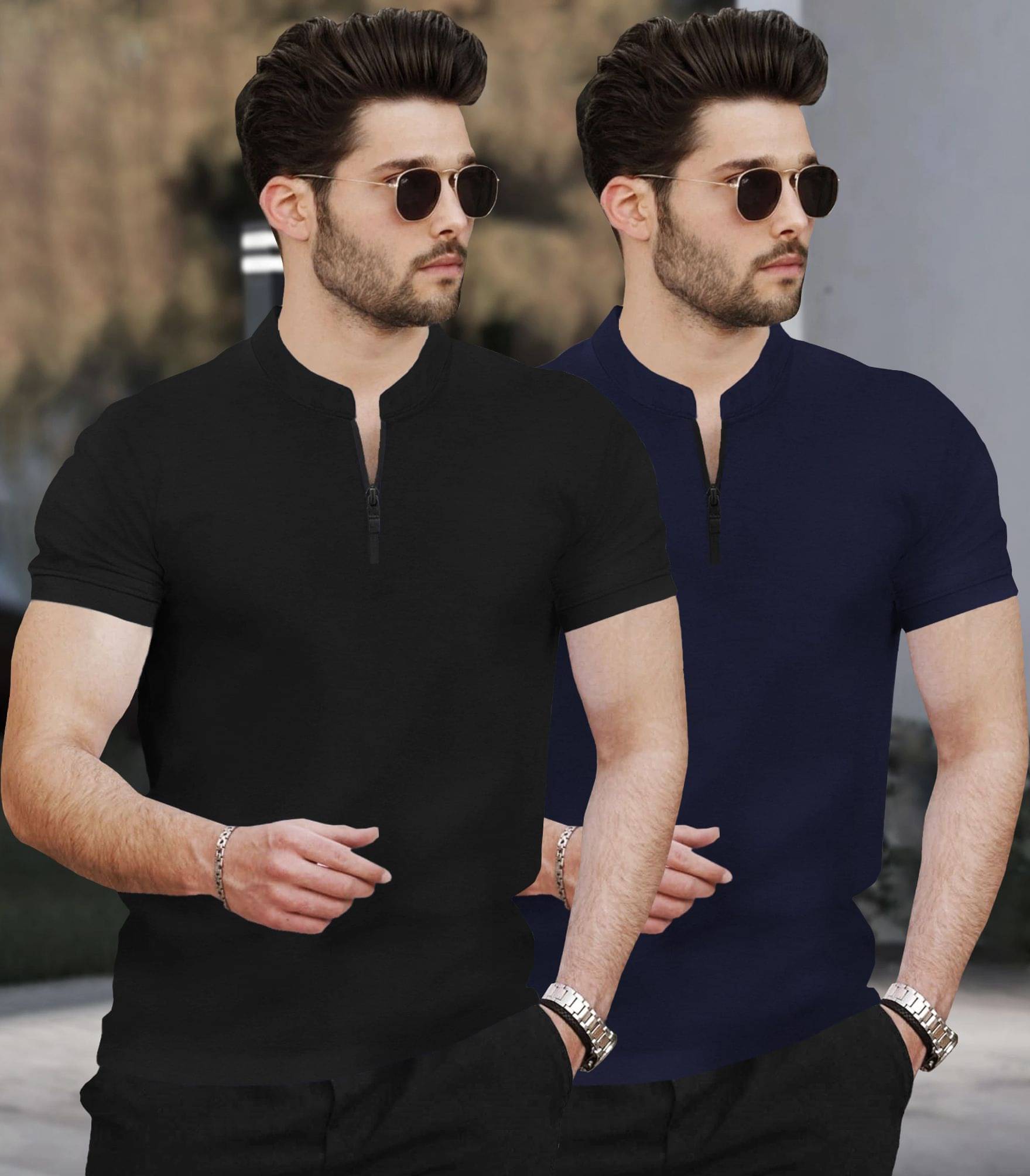     			Tripr Men Cotton Blend Regular Fit Solid T-Shirt ( Multicolor4 )