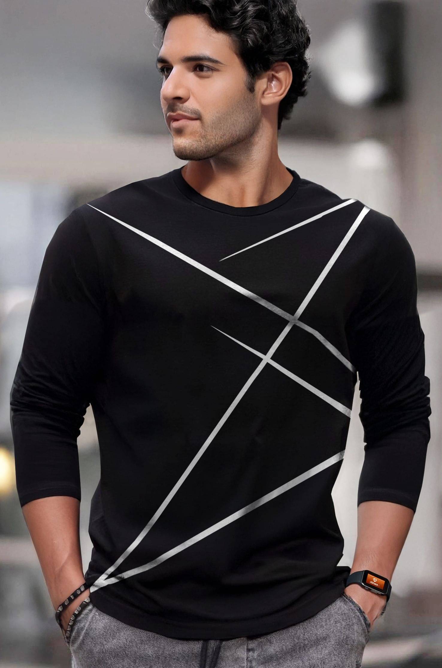     			Tripr Men Cotton Blend Regular Fit Printed T-Shirt ( Black )