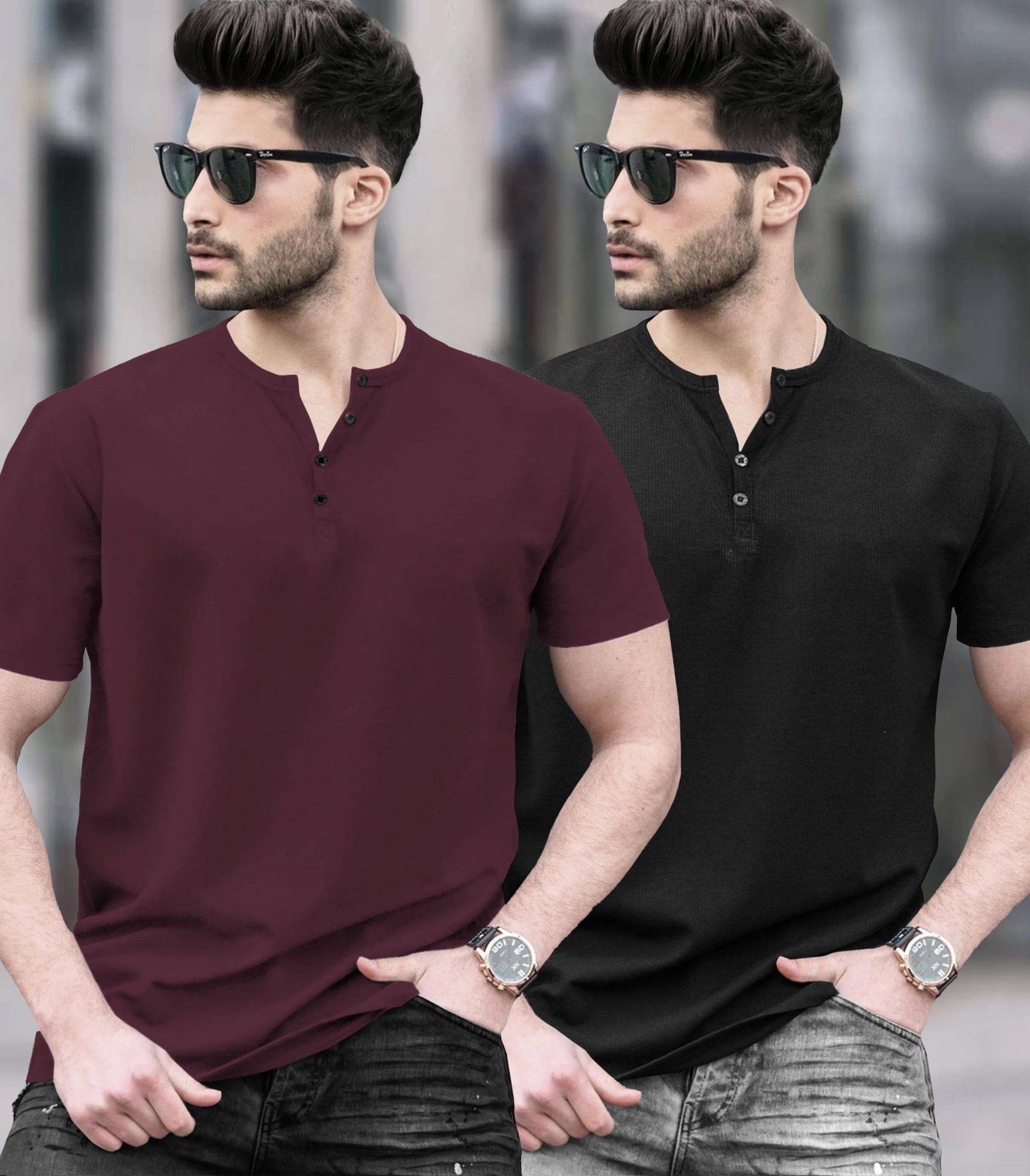     			Tripr Men Cotton Blend Regular Fit Solid T-Shirt ( Multicolor3 )