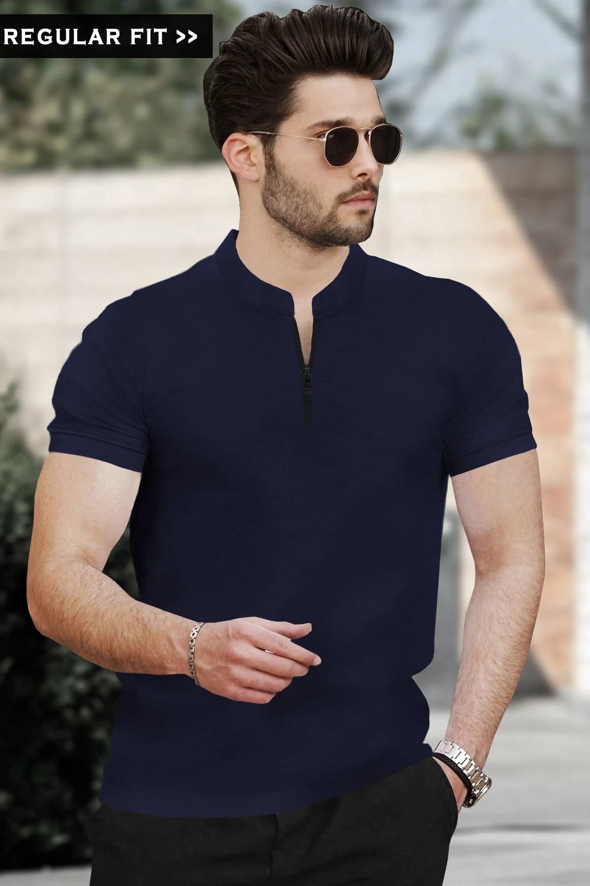     			Tripr Men Cotton Blend Regular Fit Solid T-Shirt ( Beige )