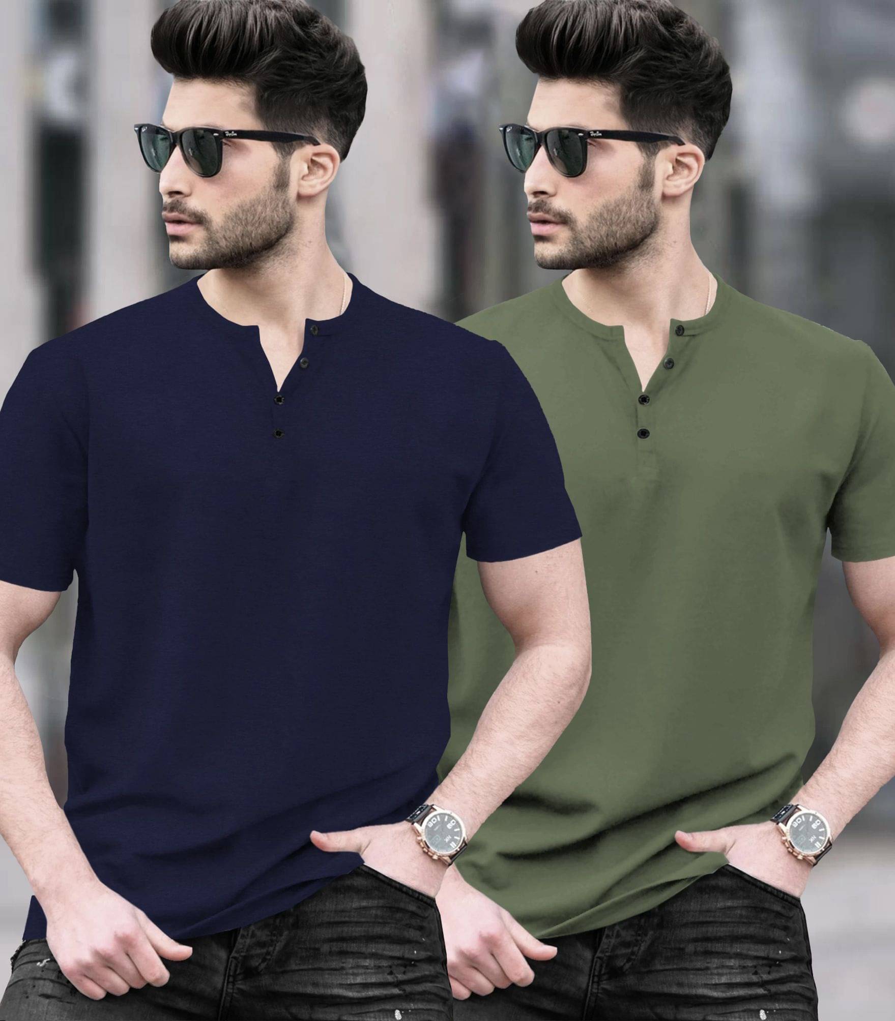 Tripr Men Cotton Blend Regular Fit Solid T-Shirt ( Multicolor7 ) Tripr Men Cotton Blend Regular Fit Solid T-Shirt ( Multicolor7 )