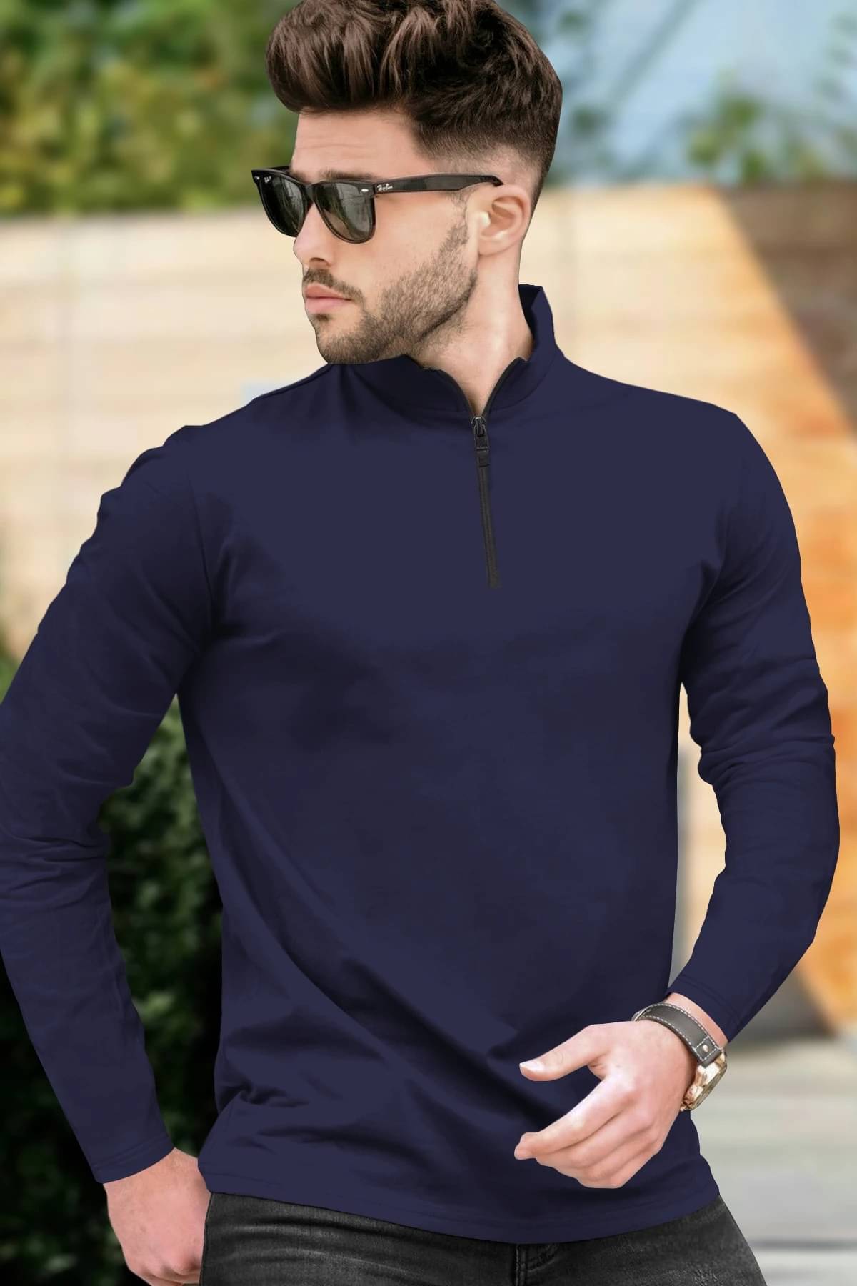 Tripr Men Cotton Blend Regular Fit Solid T-Shirt ( Navy Blue ) Tripr Men Cotton Blend Regular Fit Solid T-Shirt ( Navy Blue )