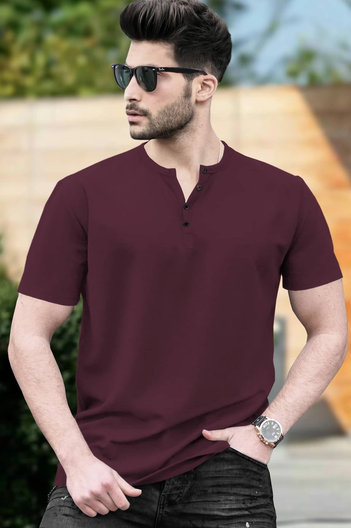 Tripr Men Cotton Blend Regular Fit Solid T-Shirt ( Maroon ) Tripr Men Cotton Blend Regular Fit Solid T-Shirt ( Maroon )
