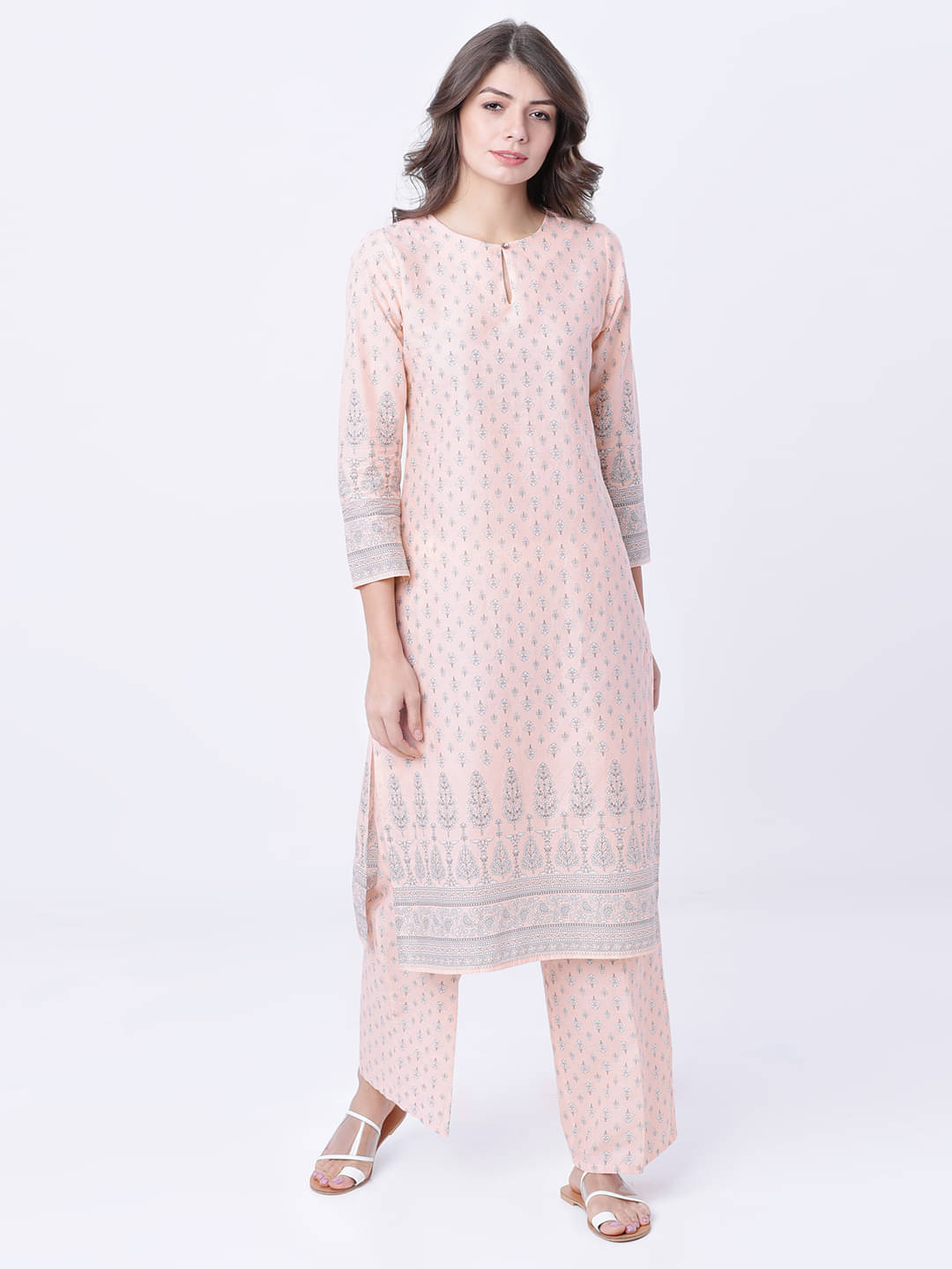     			Vishudh Women Polyester Printed Straight Kurti With Palazzo ( Multicolor )