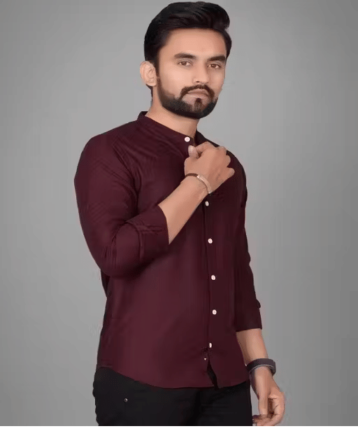     			Vs Beauti Cotton Blend Regular Fit Solids Full Sleeves Men's Casual Shirt - Maroon ( Pack of 1 )