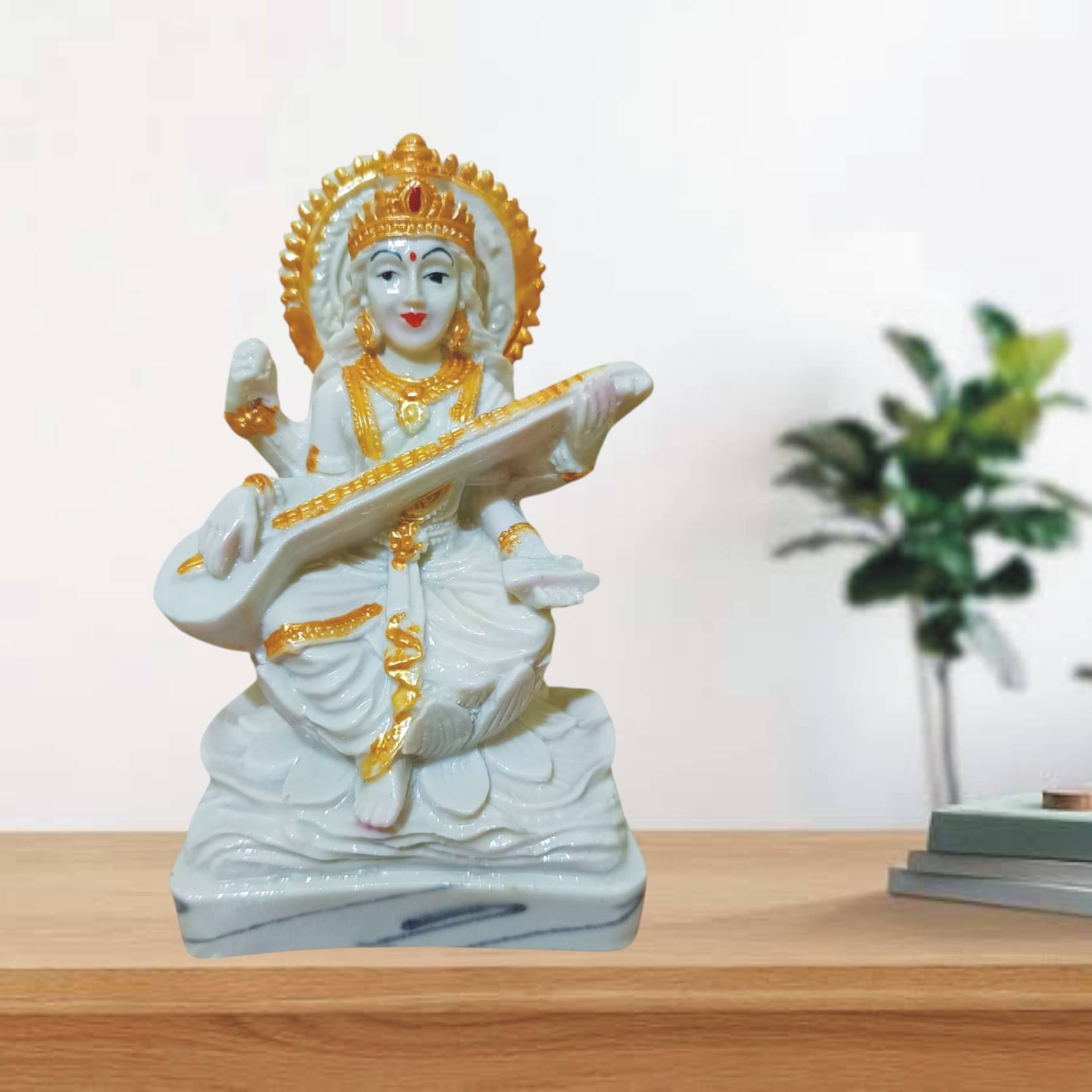     			WINSOME COLLECTION Polyresin Goddess Saraswati Idol ( 13 cm )