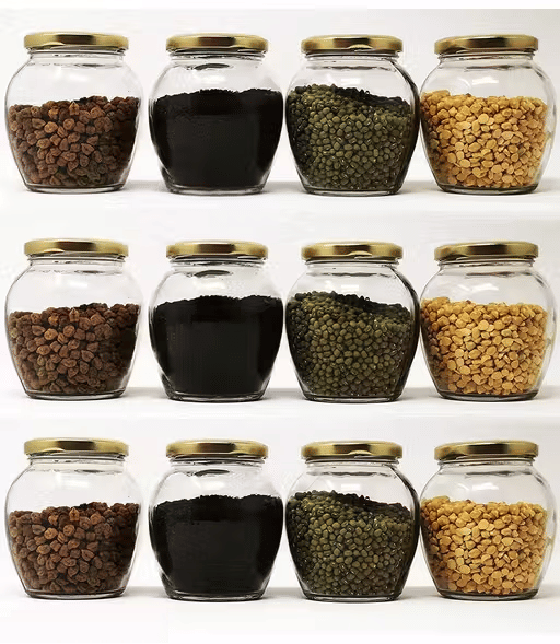     			YOCASII Glass Beige Food Container ( Set of 12 )