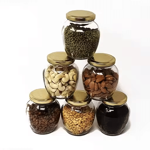     			YOCASII Glass Gold Food Container ( Set of 6 )