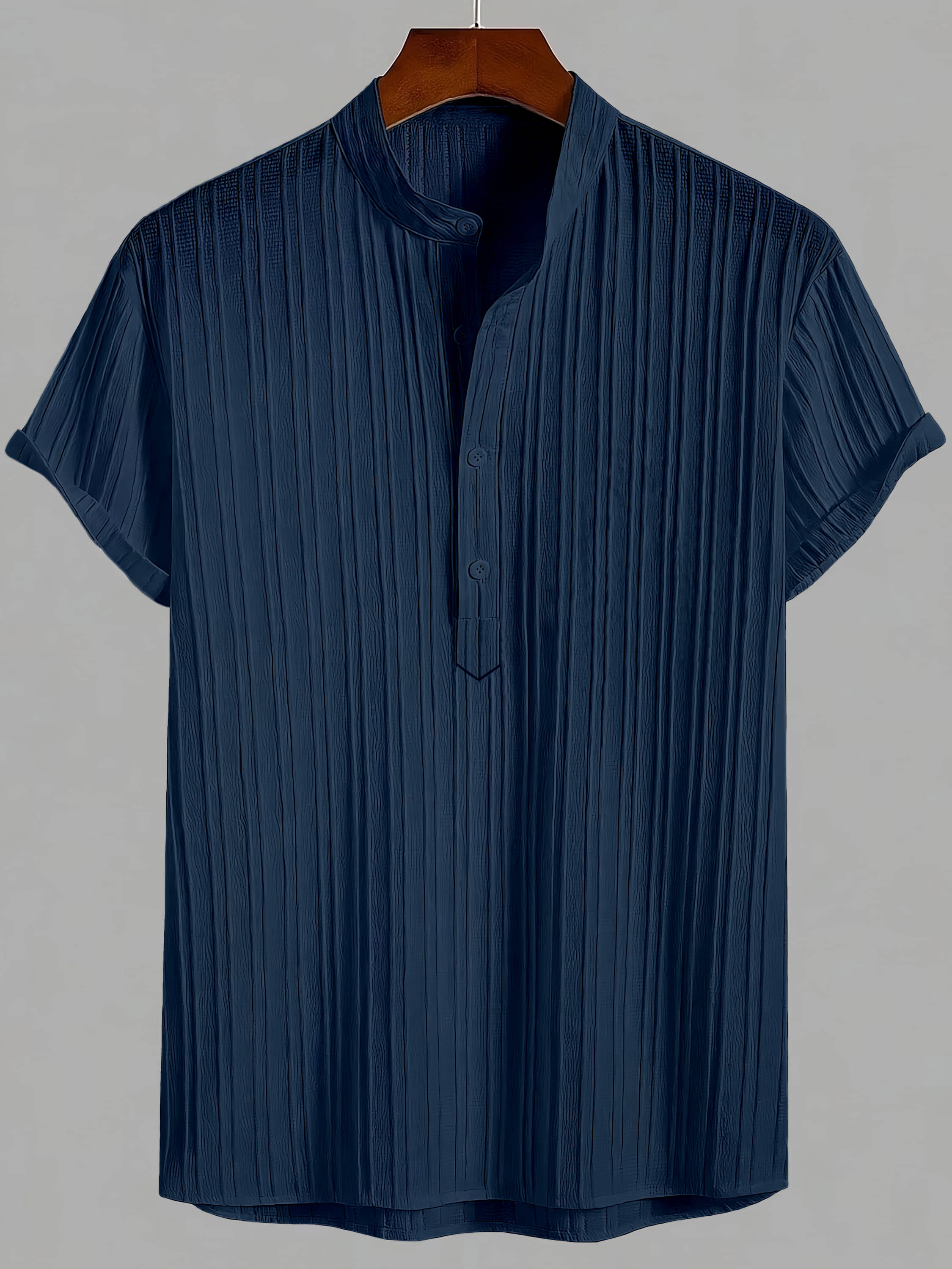     			color bucket Cotton Blend Regular Fit Striped Half Sleeves Men's Casual Shirt - Navy Blue ( Pack of 1 )