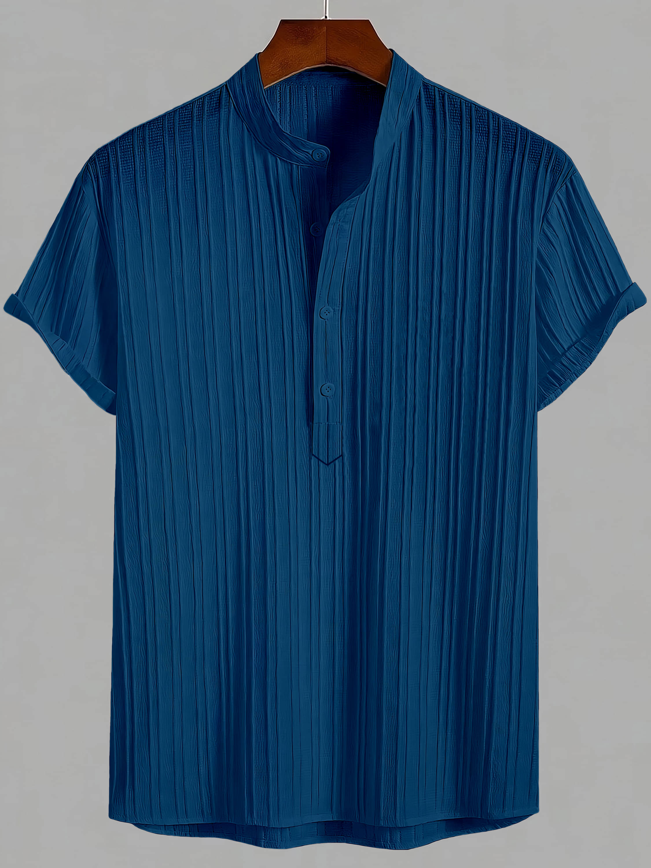     			color bucket Cotton Blend Regular Fit Striped Half Sleeves Men's Casual Shirt - Teal ( Pack of 1 )