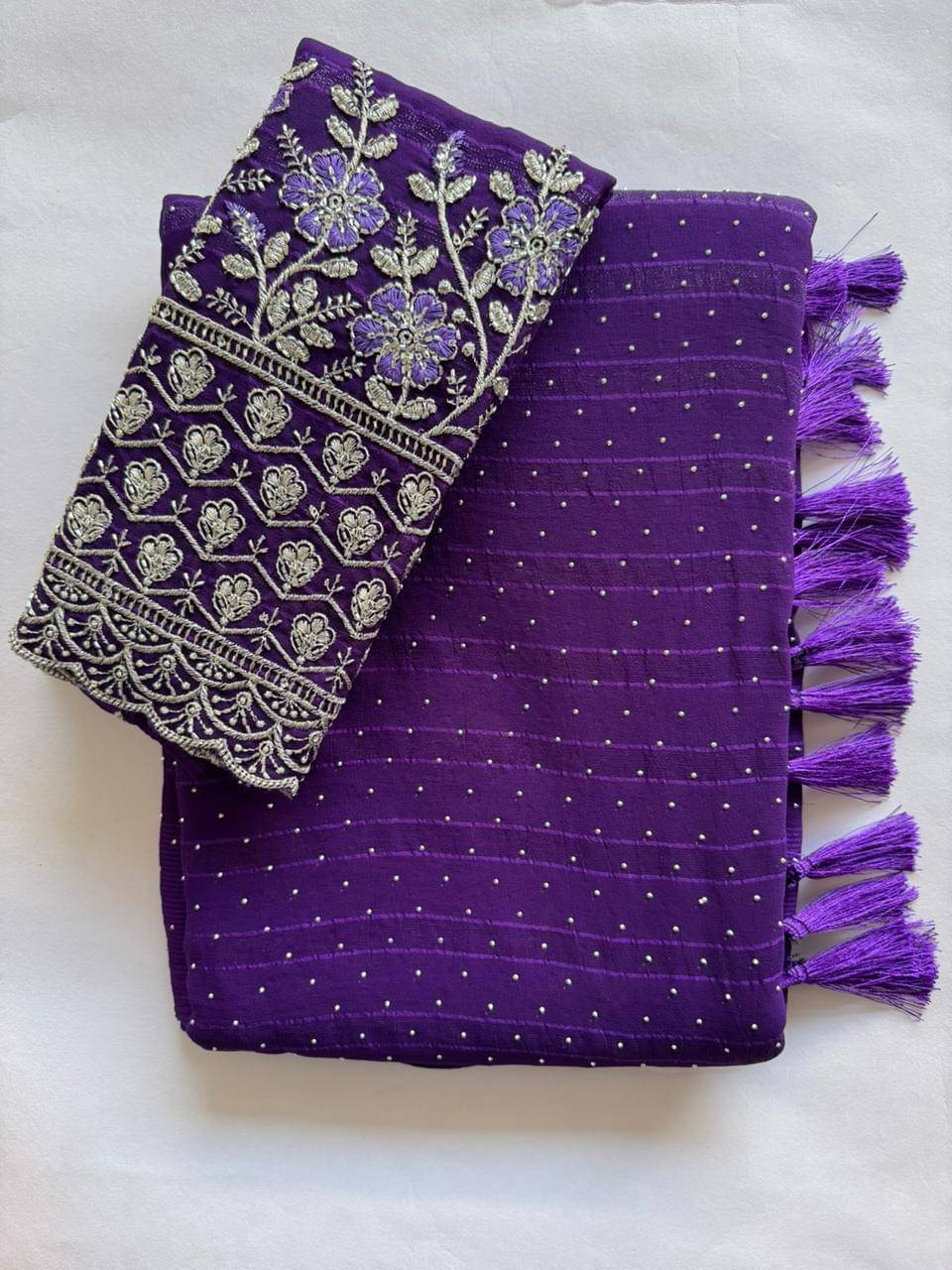 AB Silk Georgette Embellished Regular Saree With Unstitched Blouse Piece ( Purple ) AB Silk Georgette Embellished Regular Saree With Unstitched Blouse Piece ( Purple )
