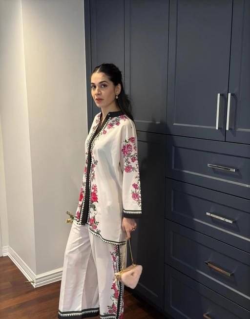     			Bindudi Women Printed Tunic With Palazzos Co-Ord Set ( White )