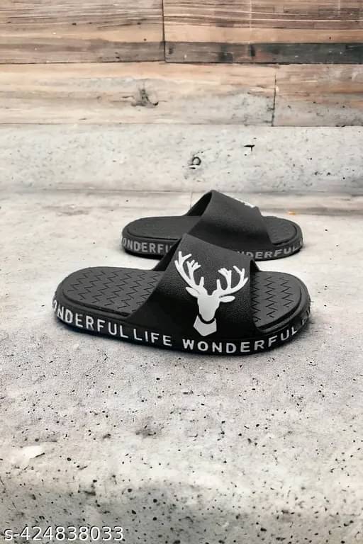     			FASHION ENGINEER Black Men's Slide Flip Flop