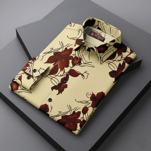     			FITTELLO FAB Cotton Blend Regular Fit Self Design Full Sleeves Men's Casual Shirt - Cream ( Pack of 1 )