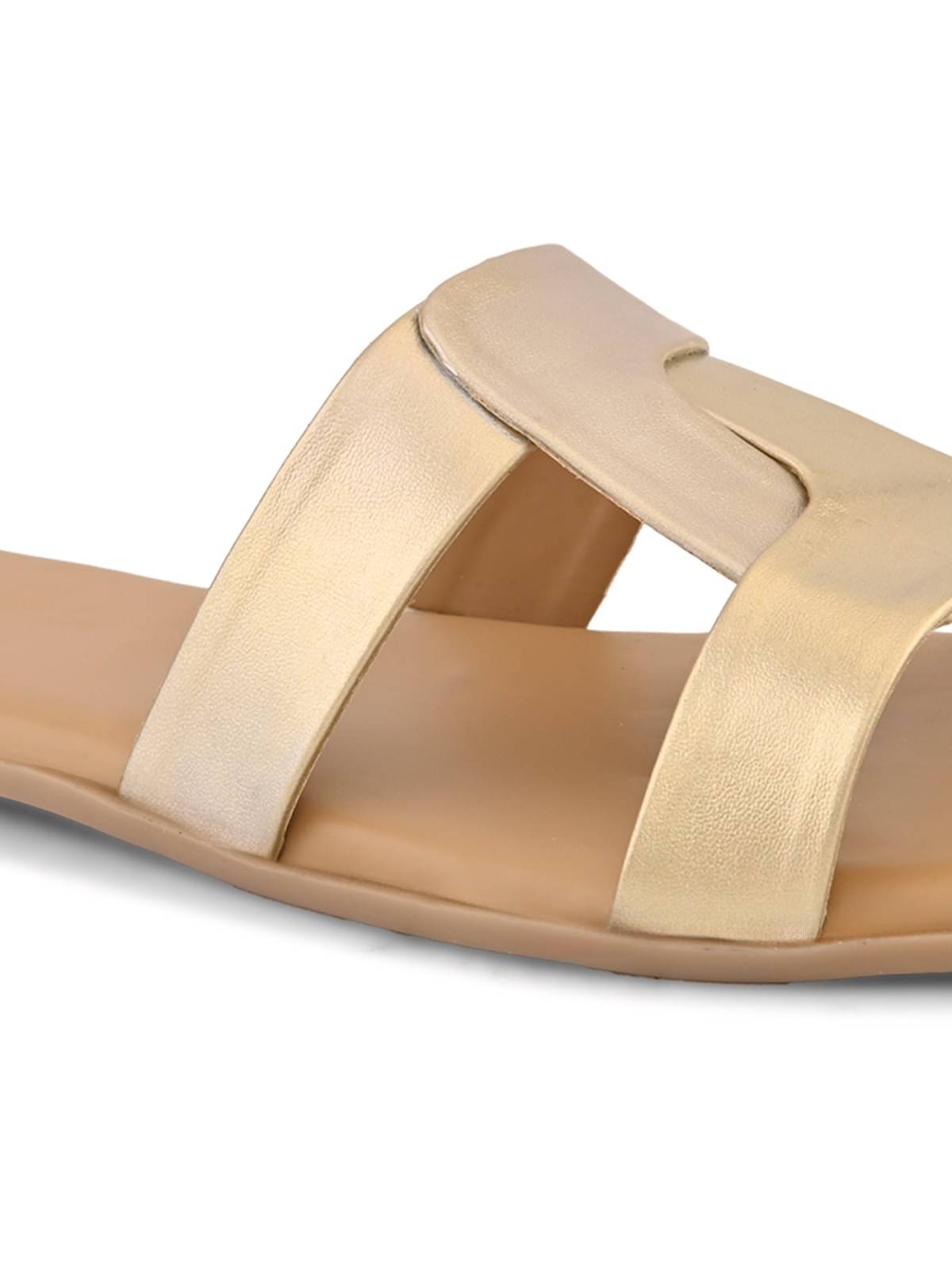     			Fashion Victim Gold Women's Open Toe Flats