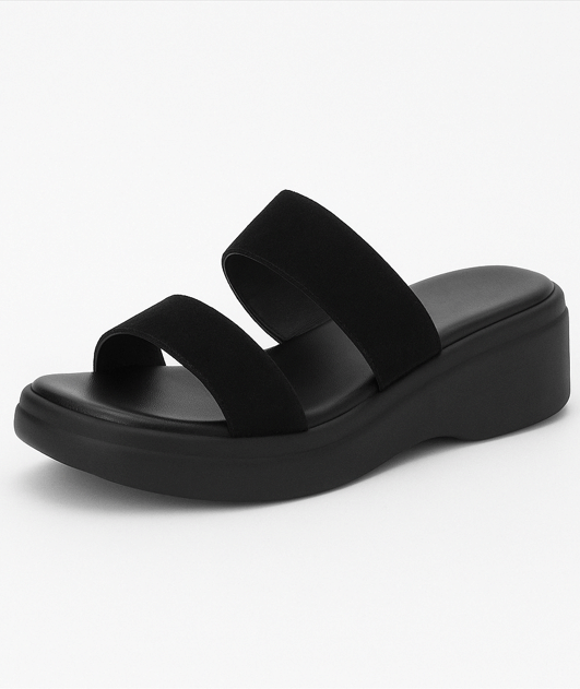 GLOGLAMP Black Women's Slip On Heels GLOGLAMP Black Women's Slip On Heels