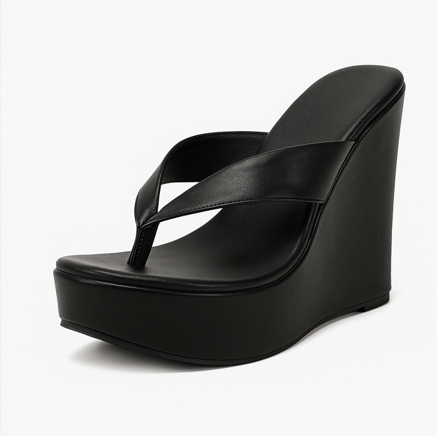 GLOGLAMP Black Women's Slip On Heels GLOGLAMP Black Women's Slip On Heels