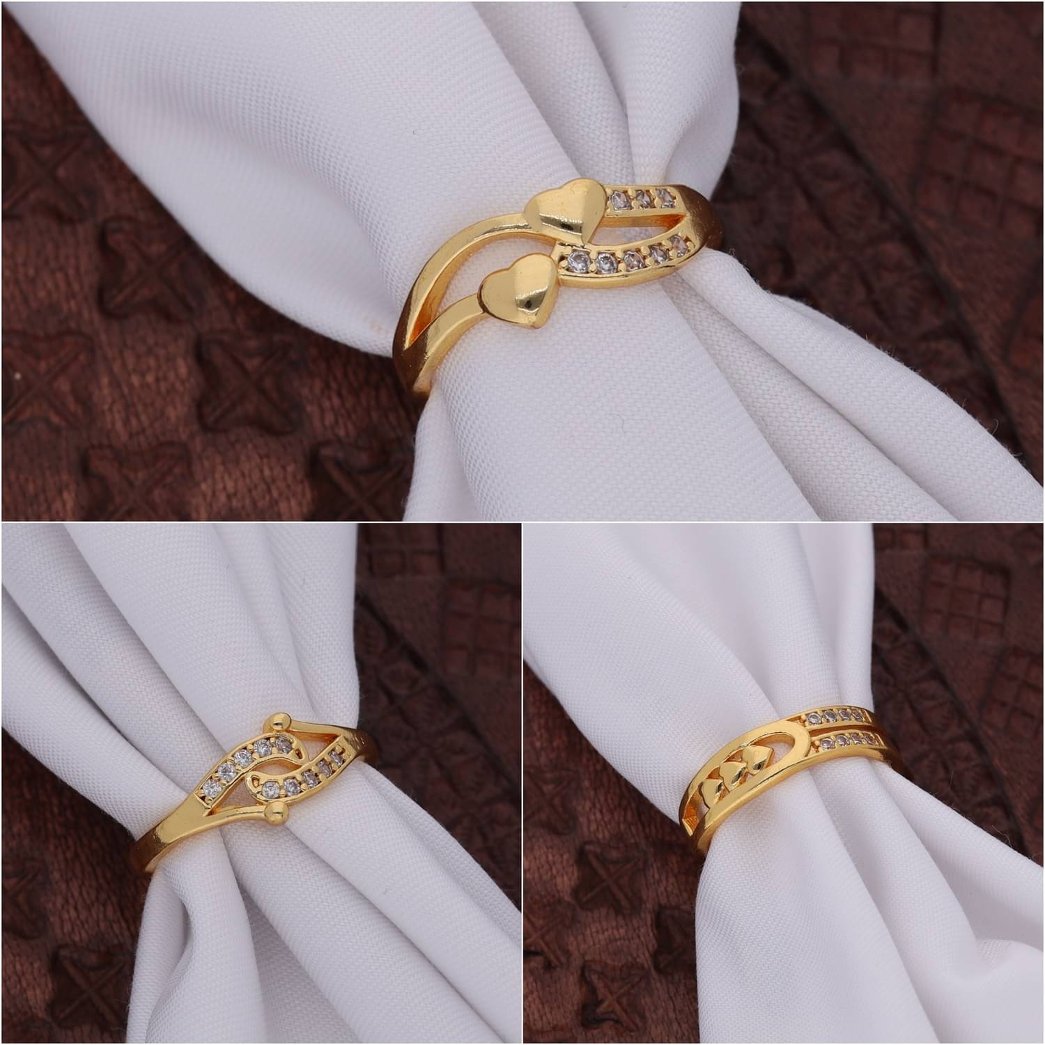     			Gigev Gold Rings Combo ( Pack of 3 )