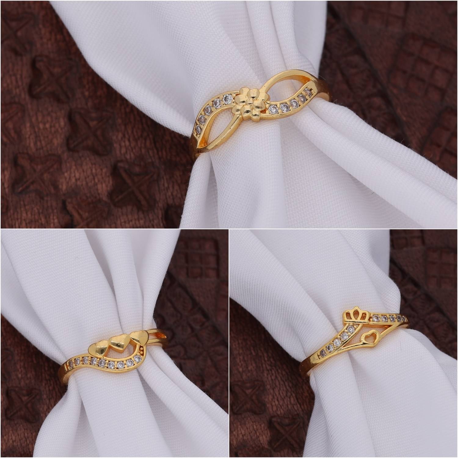     			Gigev Gold Rings Combo ( Pack of 3 )
