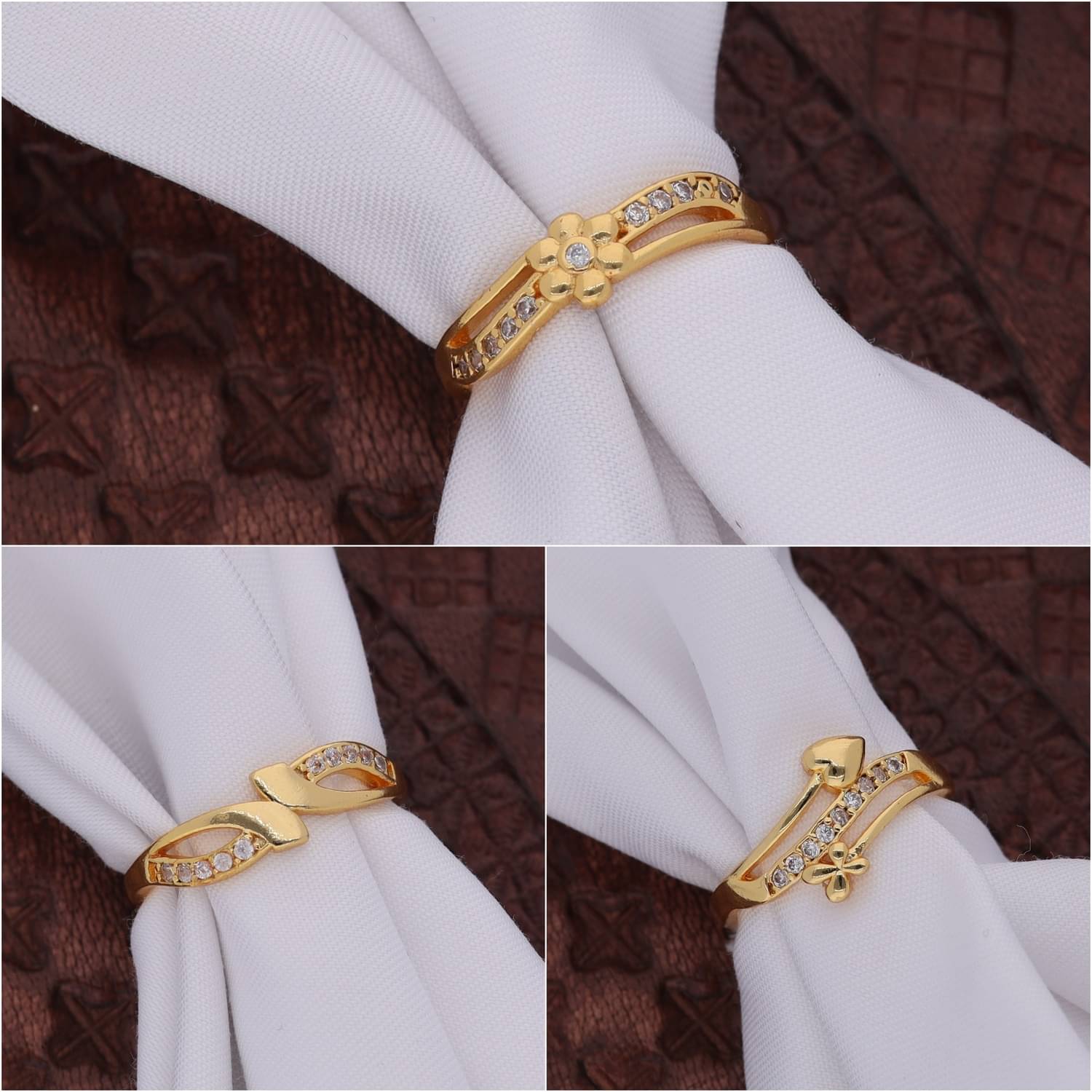     			Gigev Gold Rings Combo ( Pack of 3 )