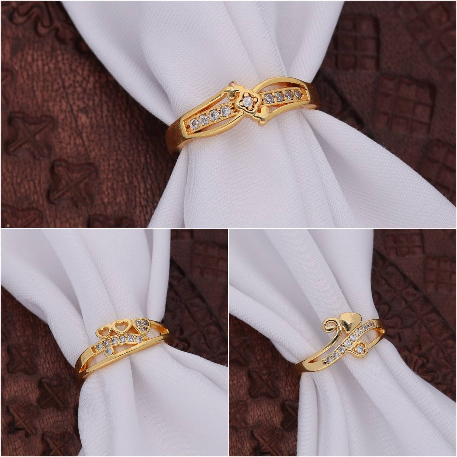     			Gigev Gold Rings Combo ( Pack of 3 )