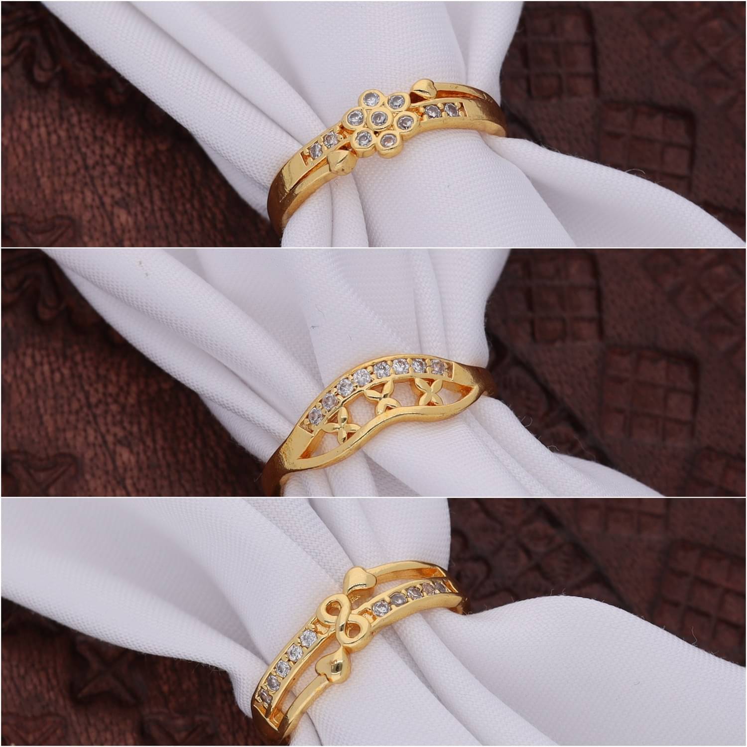     			Gigev Gold Rings Combo ( Pack of 3 )