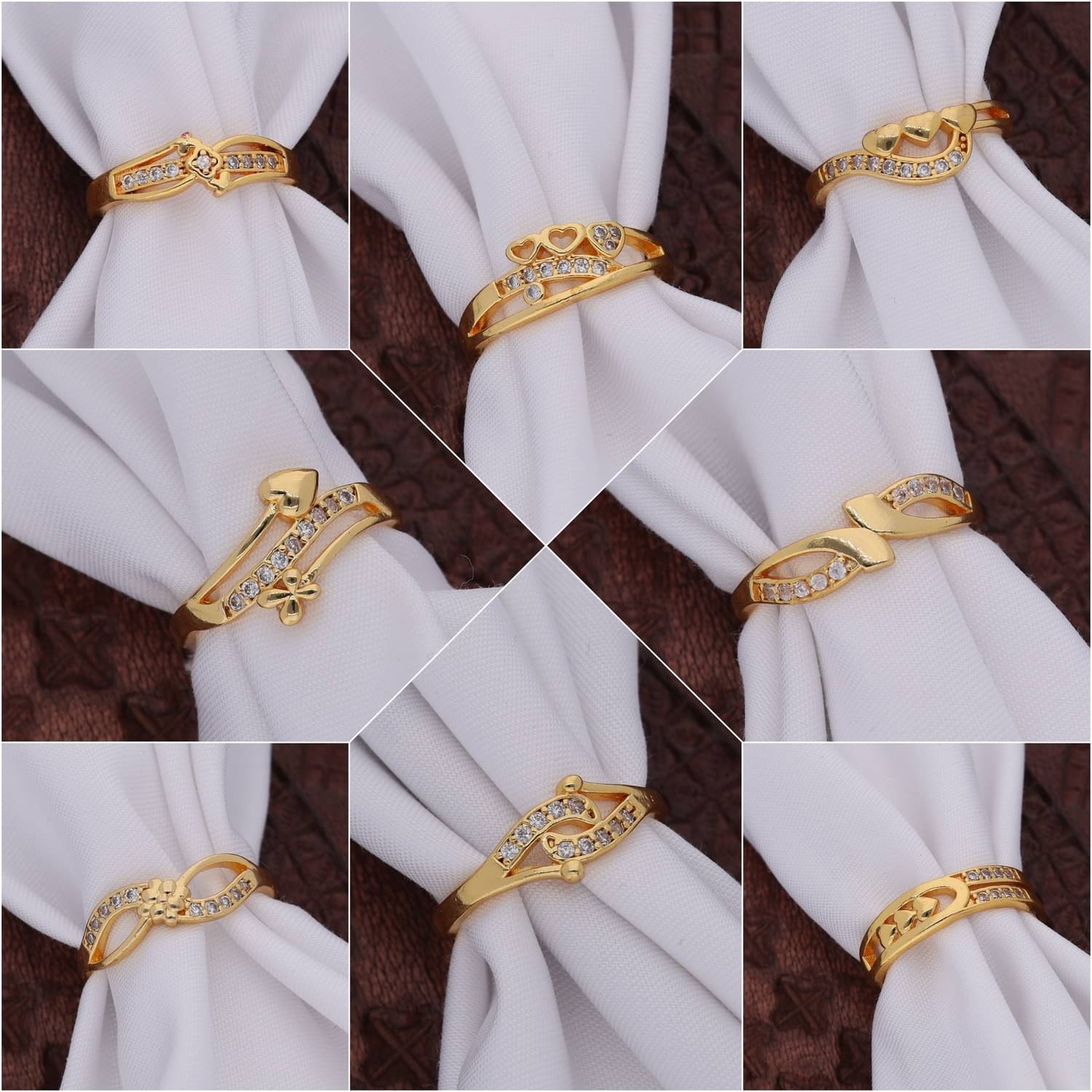     			Gigev Gold Rings Combo ( Pack of 8 )