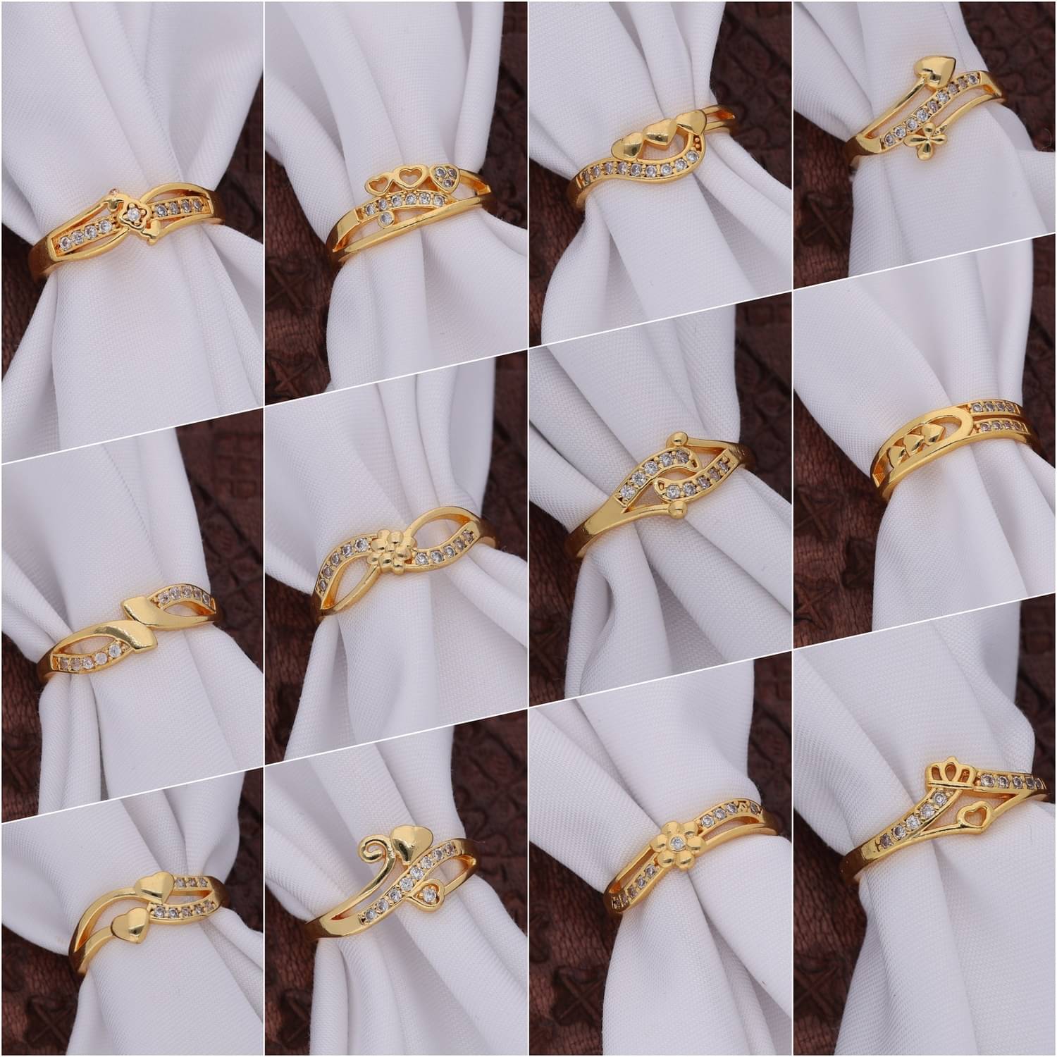    			Gigev Gold Rings Combo ( Pack of 12 )