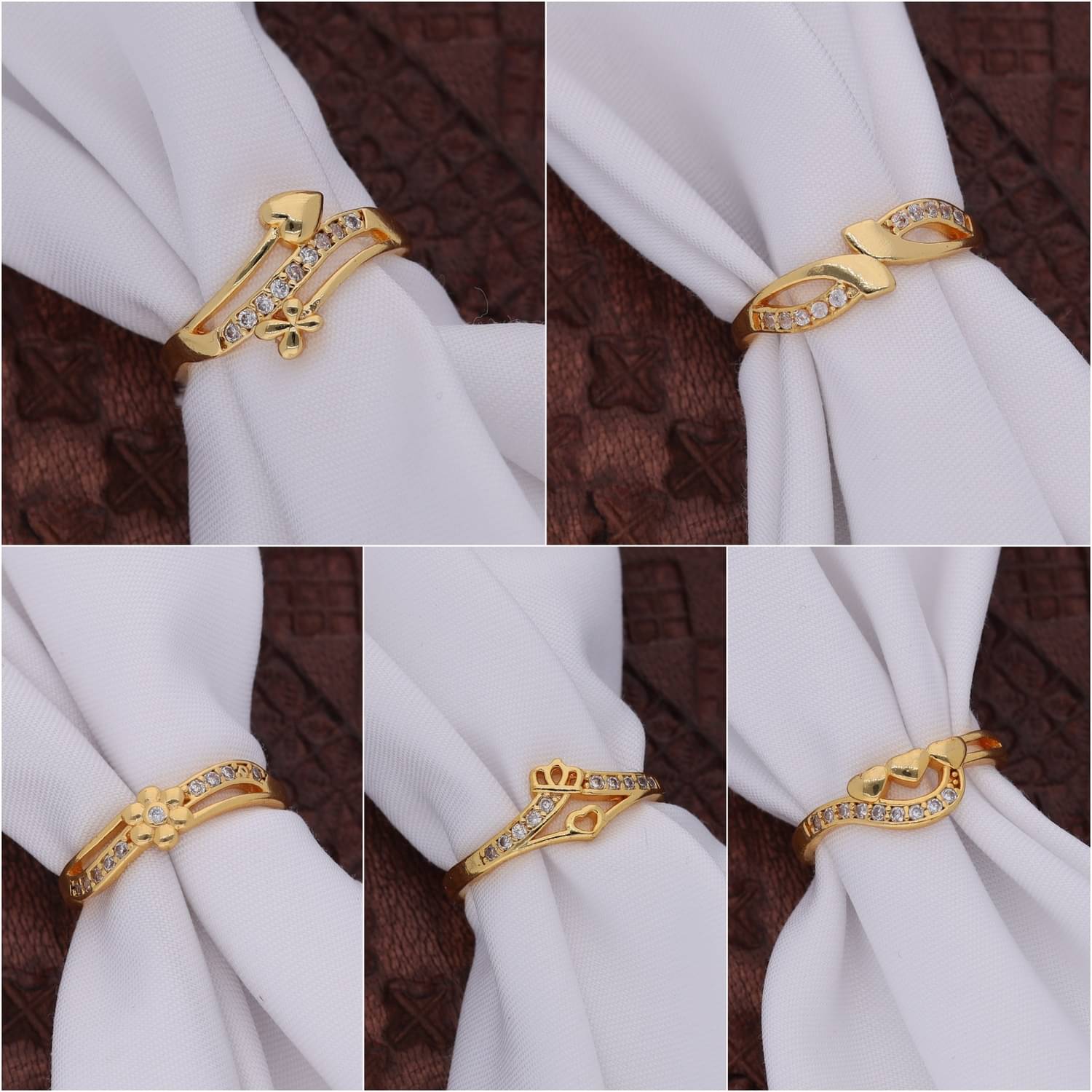     			Gigev Gold Rings Combo ( Pack of 5 )