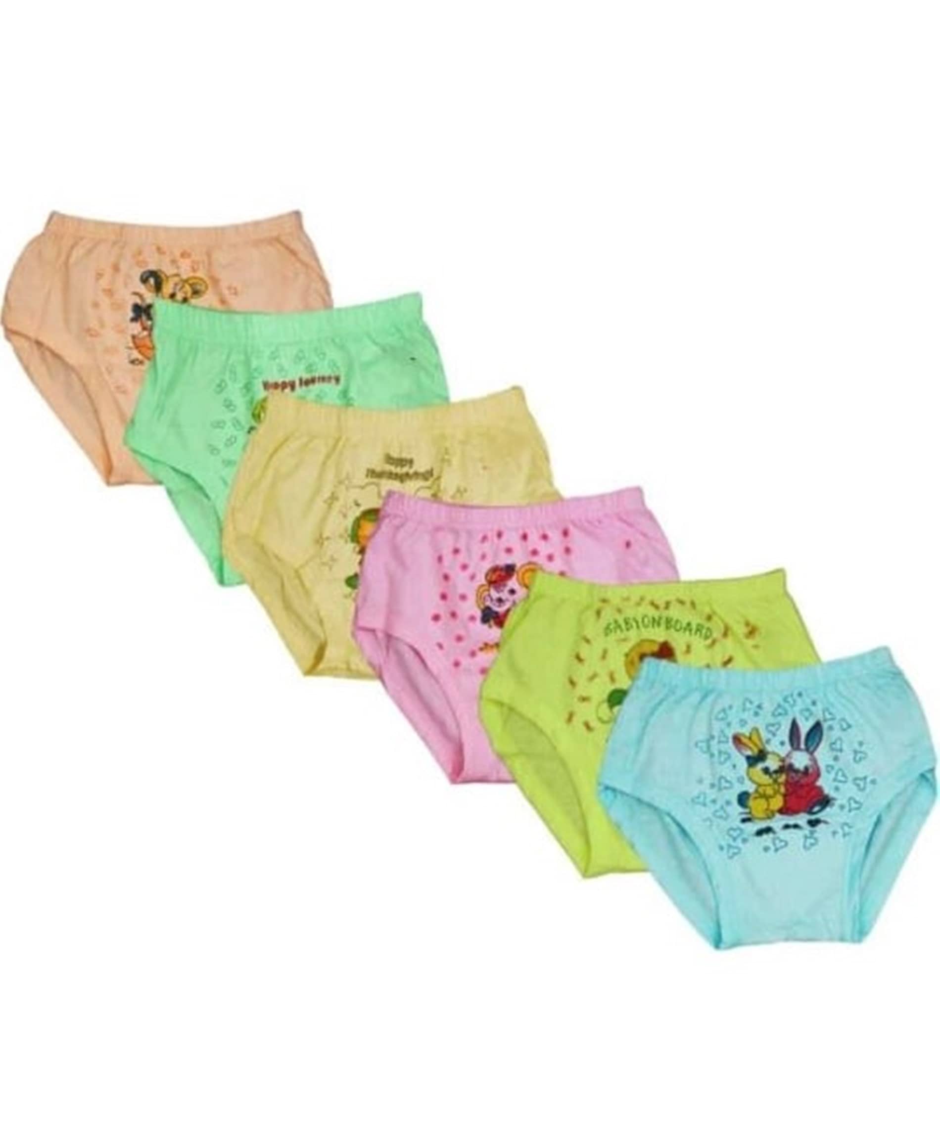 KIDBIRD Pack of 6 Cotton Blend Panties For Baby Girls ( Multicolor )