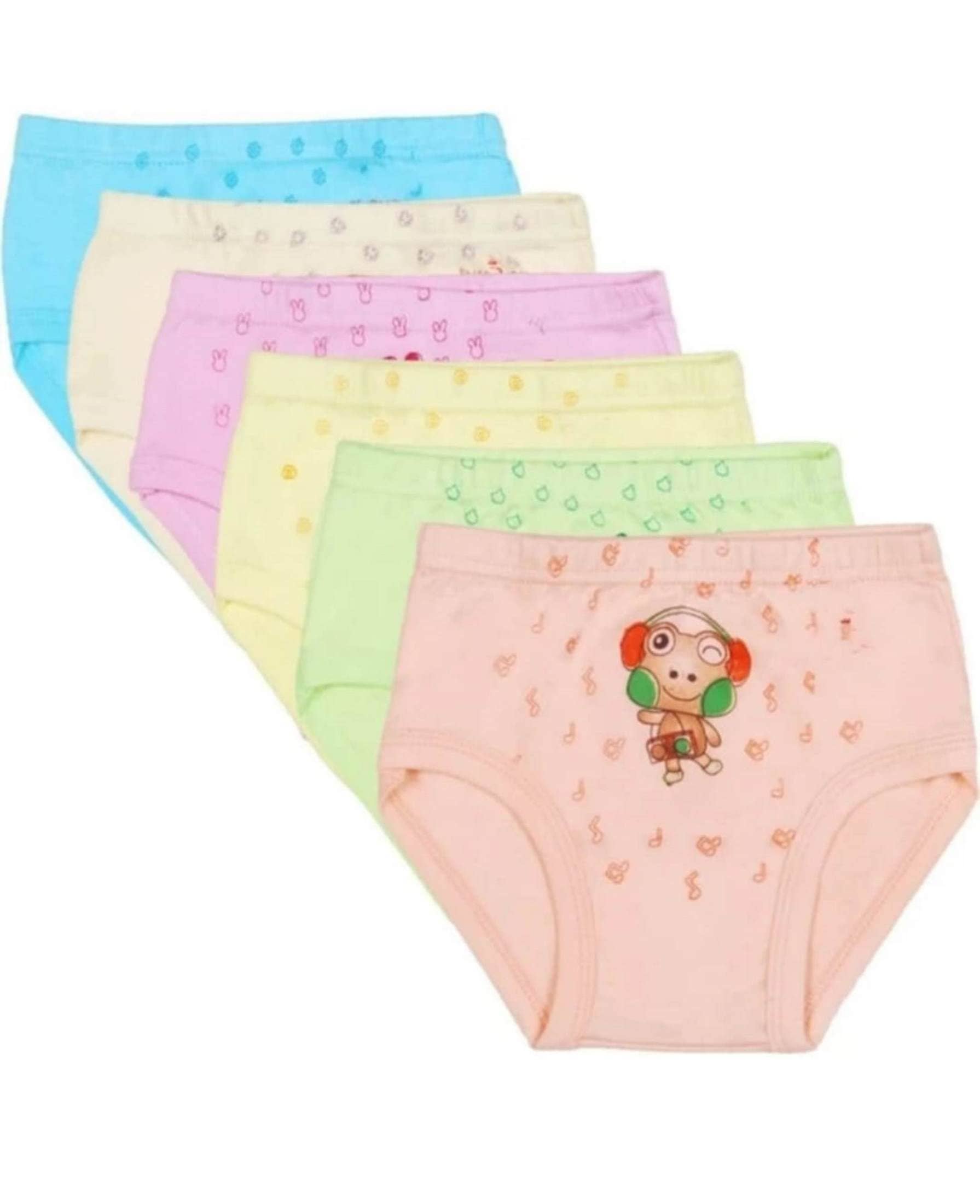 KIDBIRD Pack of 6 Cotton Blend Panties For Baby Girls ( Multicolor )